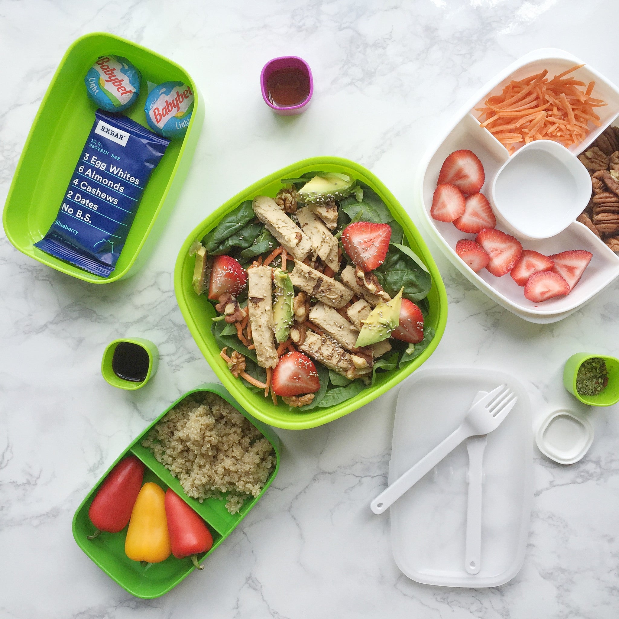 Strawberry "Chicken" Avocado Spinach Salad