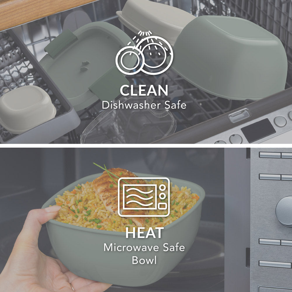 Bentgo® Salad Container (2-Pack) - Khaki Green | Dishwasher Safe and Microwave Safe