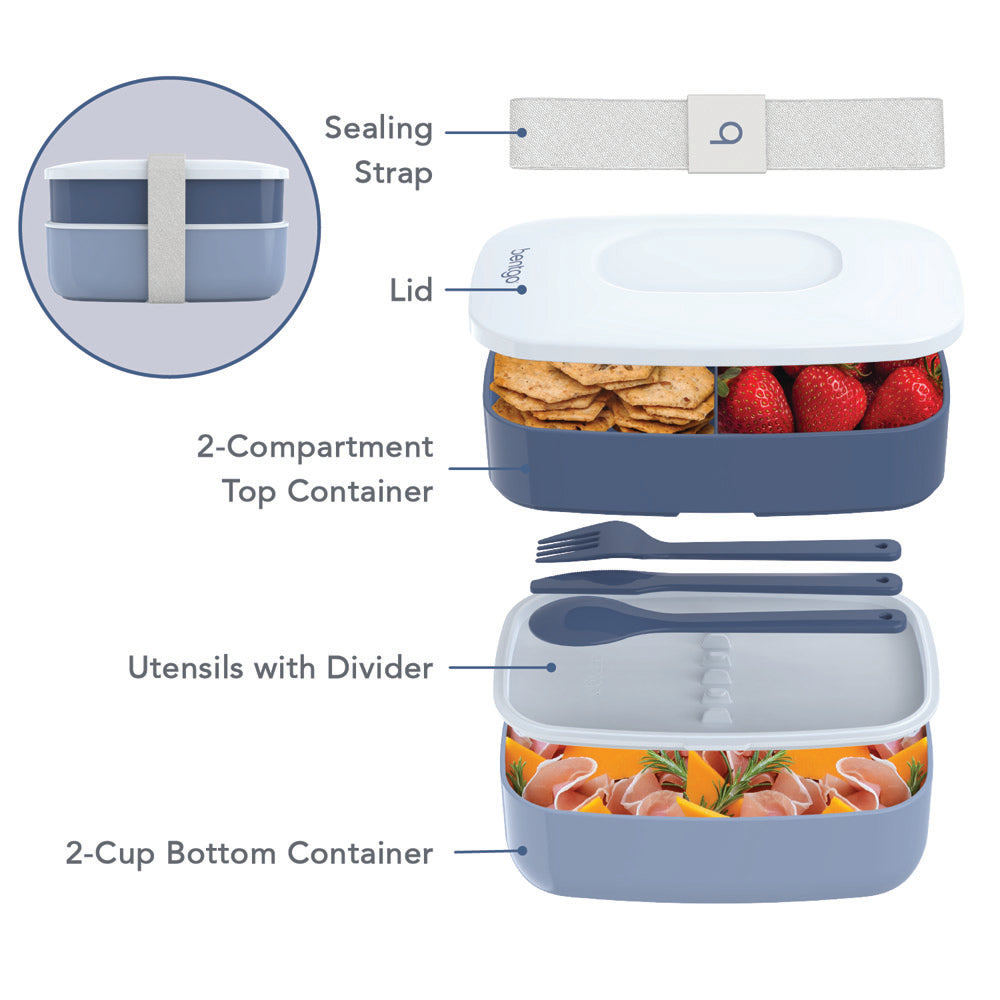 Bentgo® Deluxe 4-Piece Lunch Set | Bento Box Lunch Set - Slate