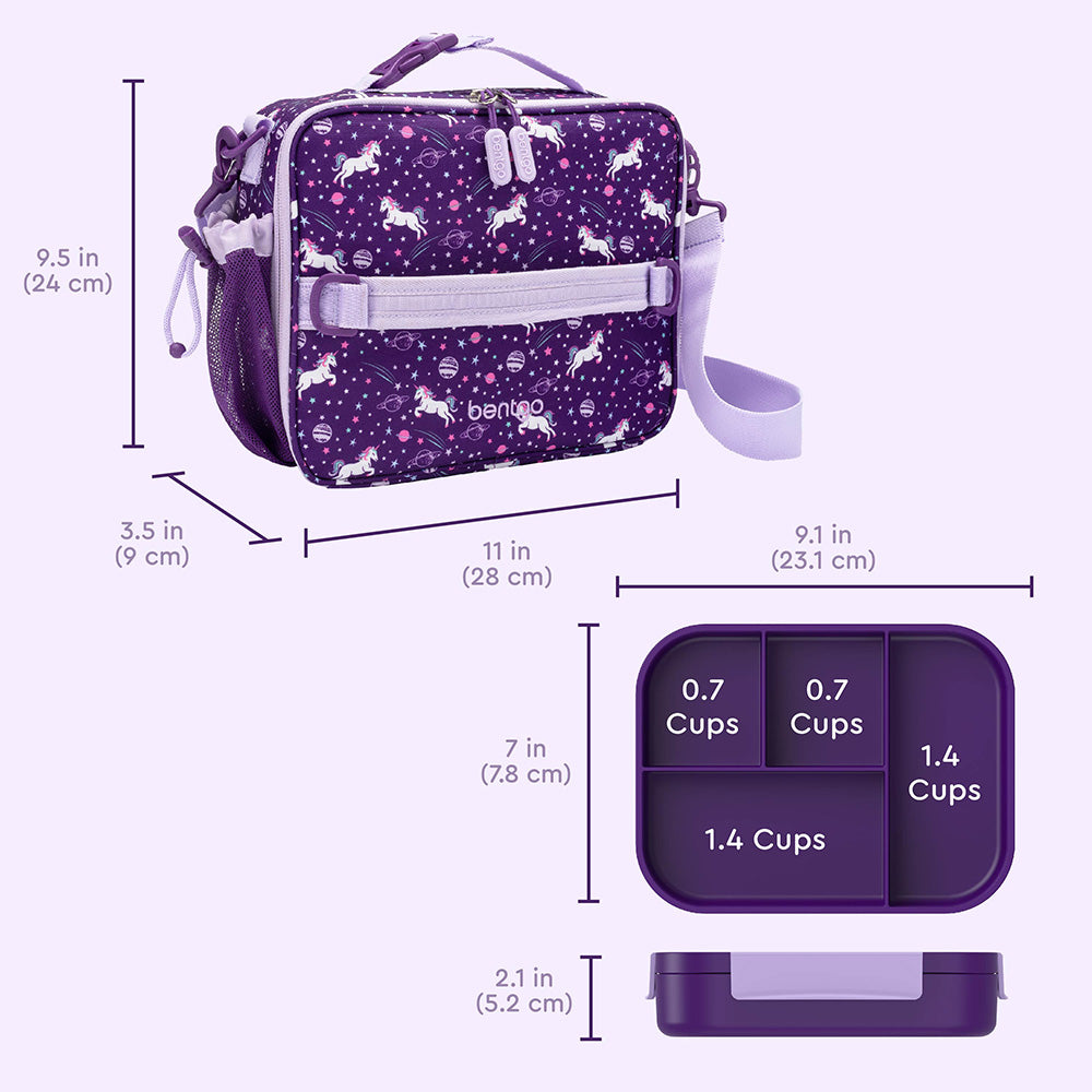 Bentgo® Kids Snap & Go 2-Piece Lunch Set - Unicorn | Product Dimensions