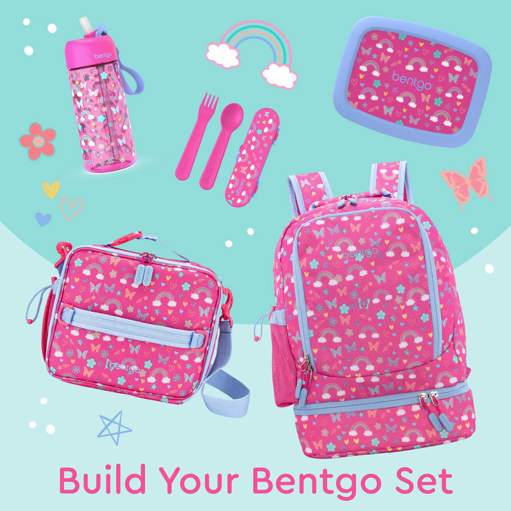 Bentgo® Kids Backpack & Lunch Bag | Rainbows and Butterflies