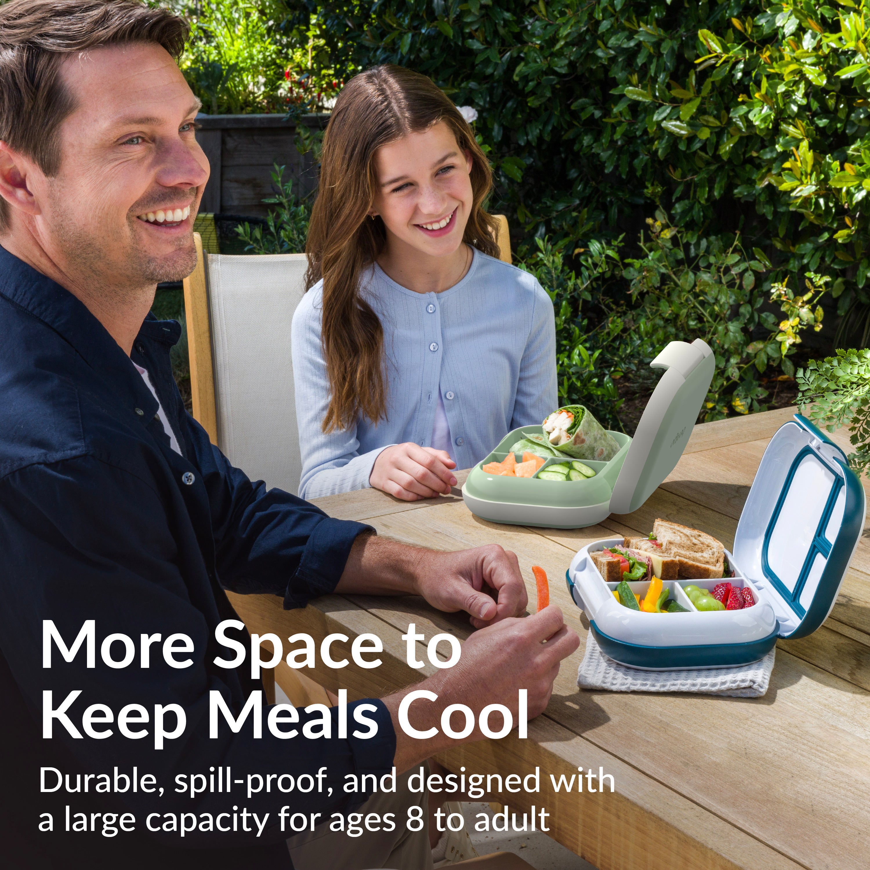 Bentgo® Chill Max Lunch Box  - Fog and Deep Teal | More Space To Keep Meals Cool - Durable, Spill-Proof, And Designed With A Larger Capacity For Ages 8 To Adult