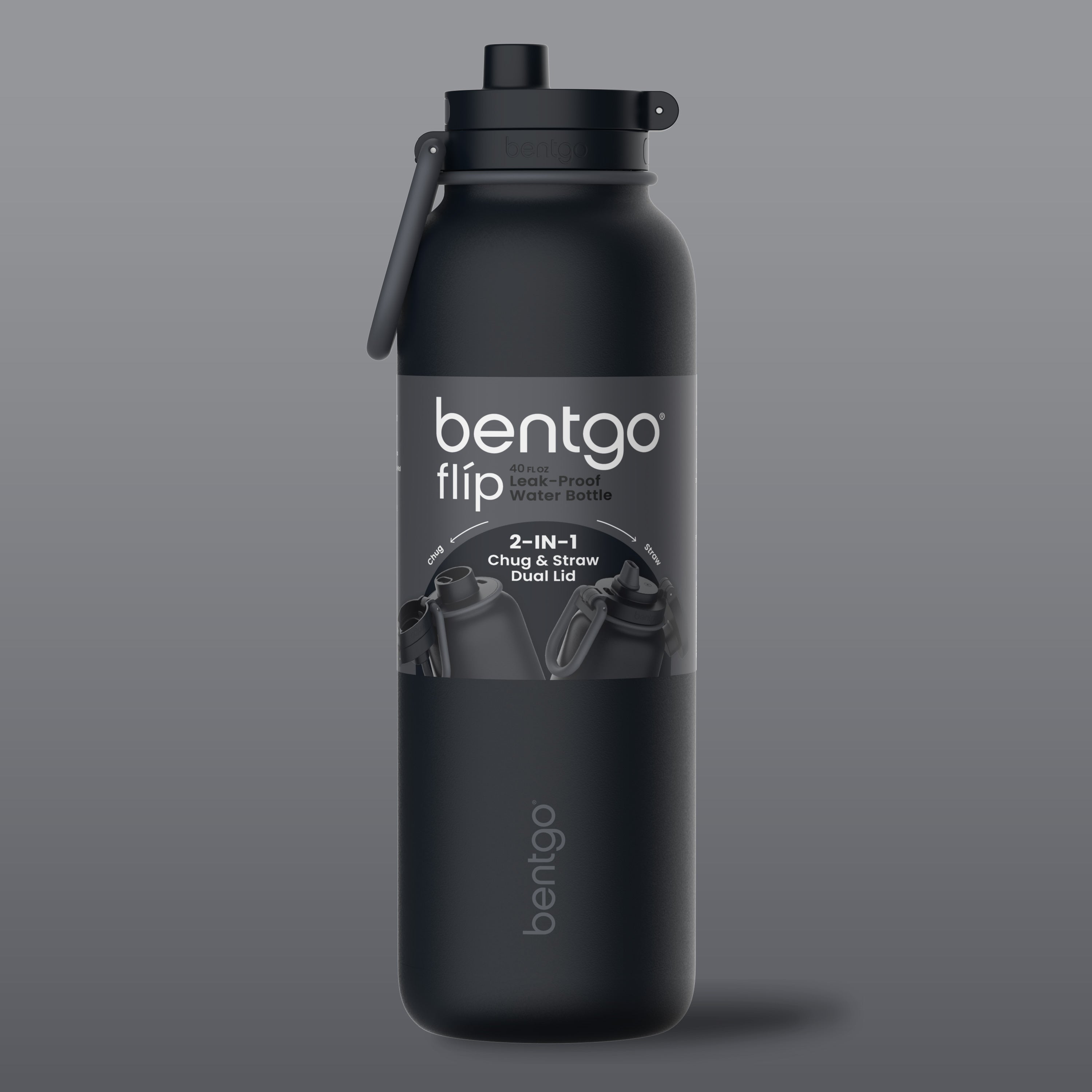 Bentgo® Flip Leak-Proof Water Bottle | Back to Black - Packaging
