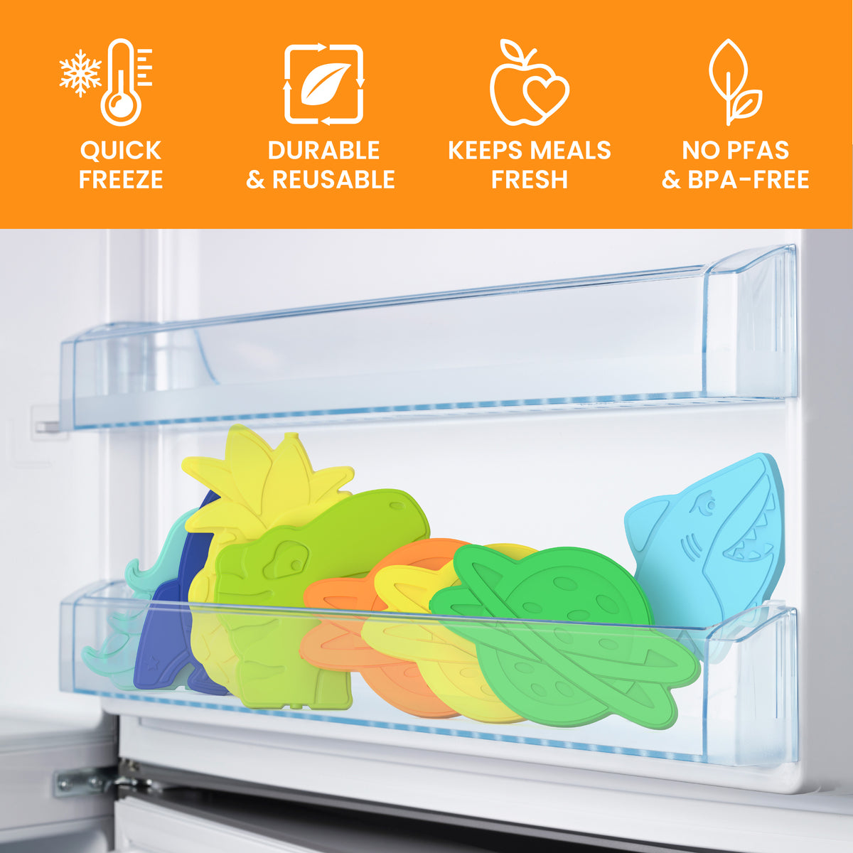 Bentgo Buddies Reusable Ice Packs - Space | Quick Freeze, Durable & Reusable, Keeps Meals Fresh, and No PFAs & BPA-Free