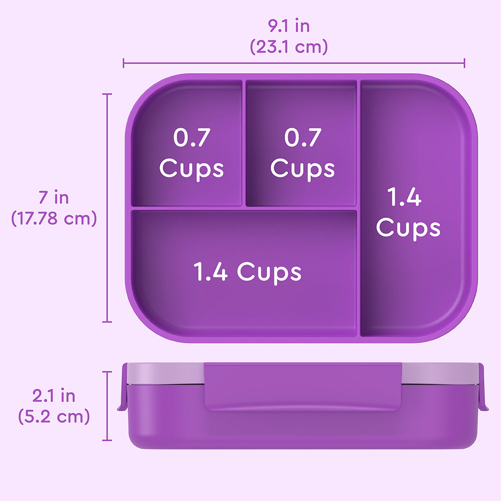 Bentgo® Kids Snap & Go Lunch Box | Purple - Product Dimensions