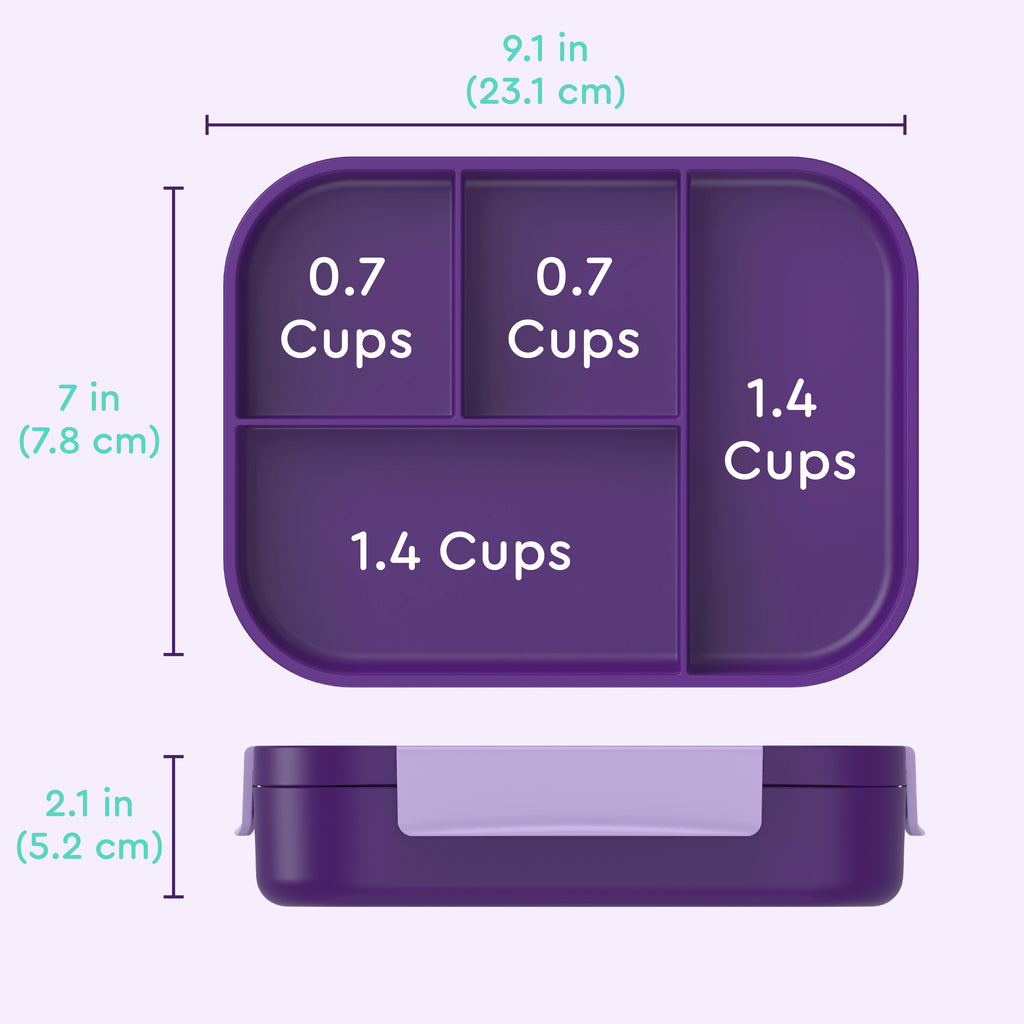 Bentgo® Kids Snap & Go Lunch Box | Unicorn - Product Dimensions