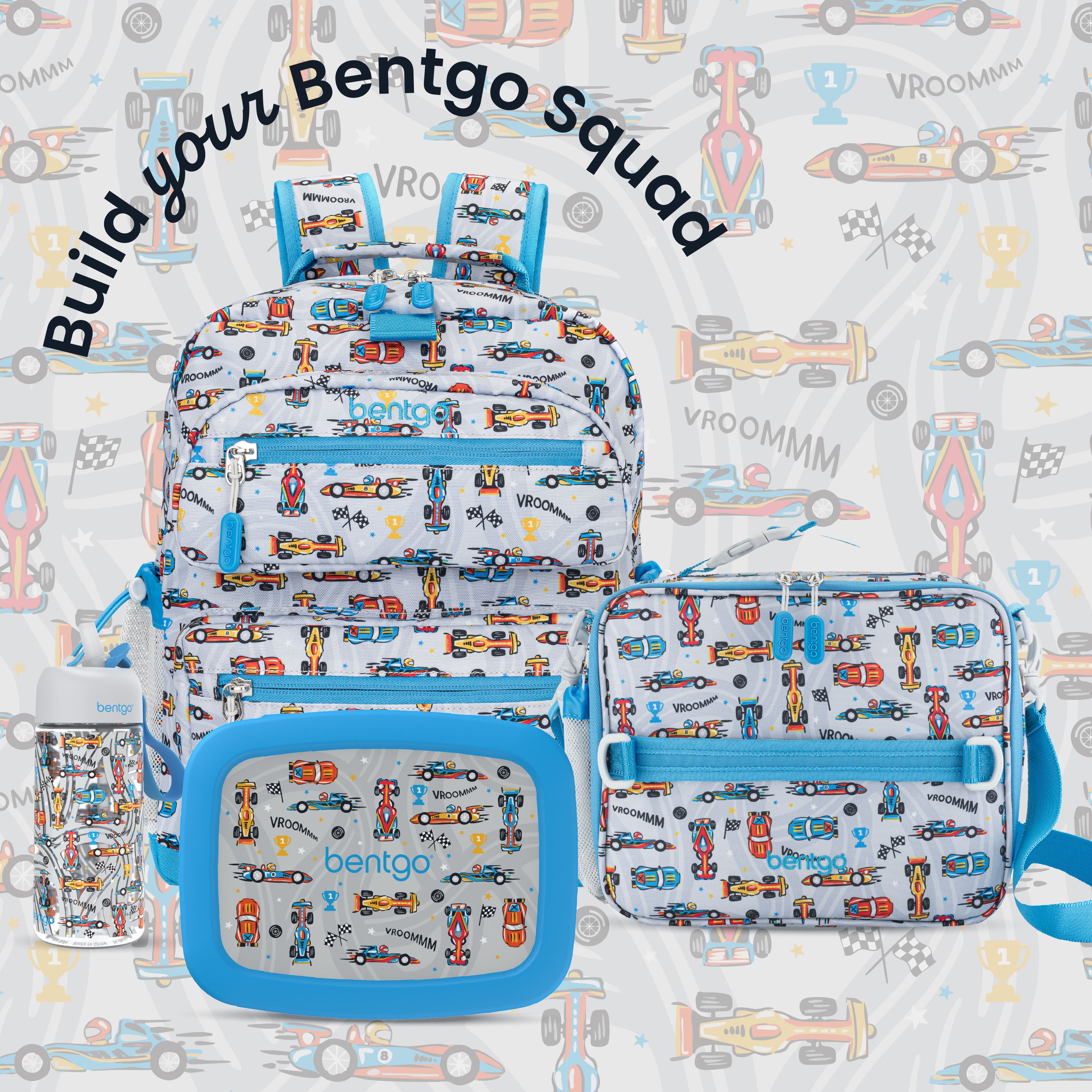 Bentgo Kids Prints Lunch Box - Race Cars | Build Your Bentgo Squad