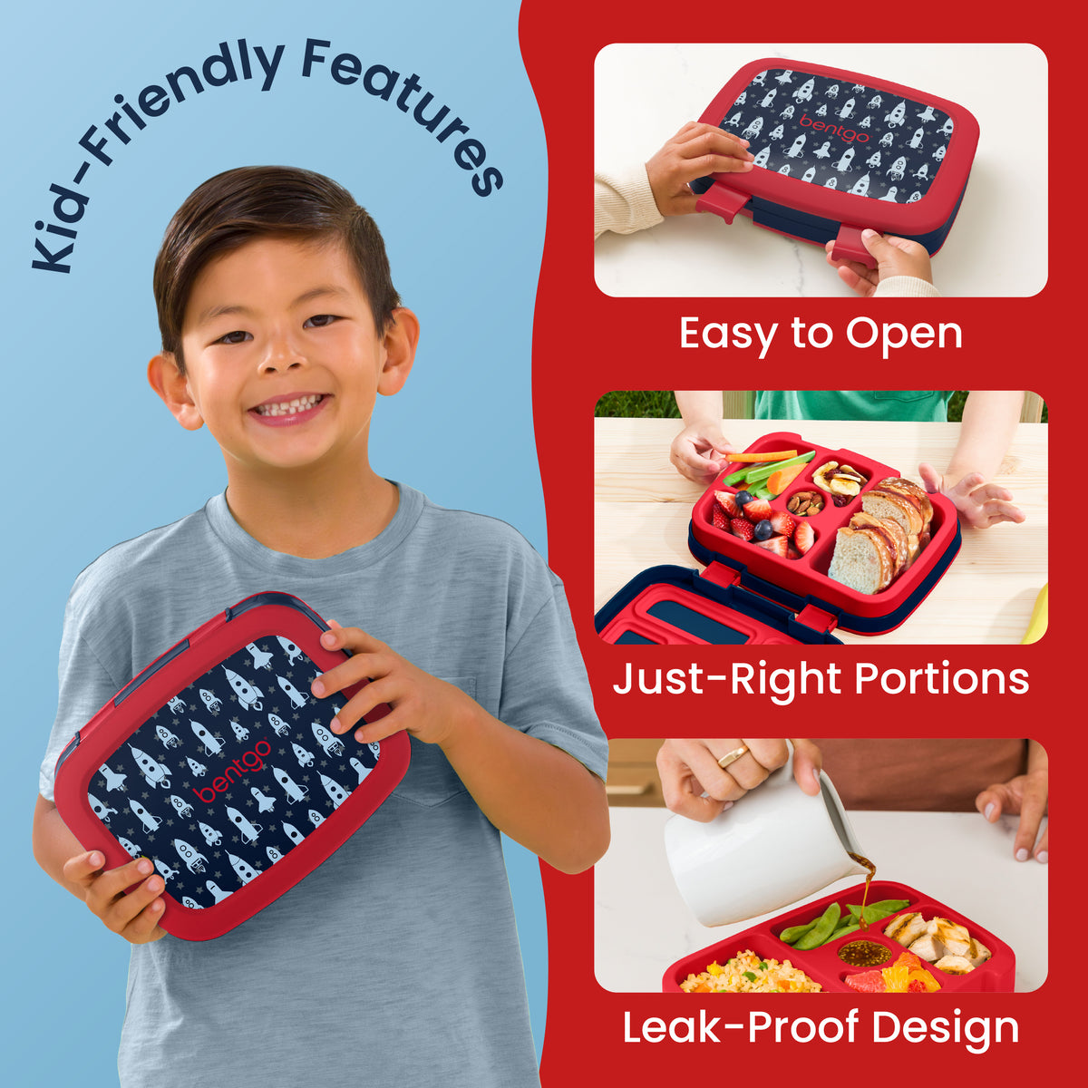 Bentgo Kids Prints Lunch Box -
Space Rockets | Kids Lunch Box Packed With Kid-Friendly Features Such As Easy To Open, Just-Right Portions And Leak-Proof Design