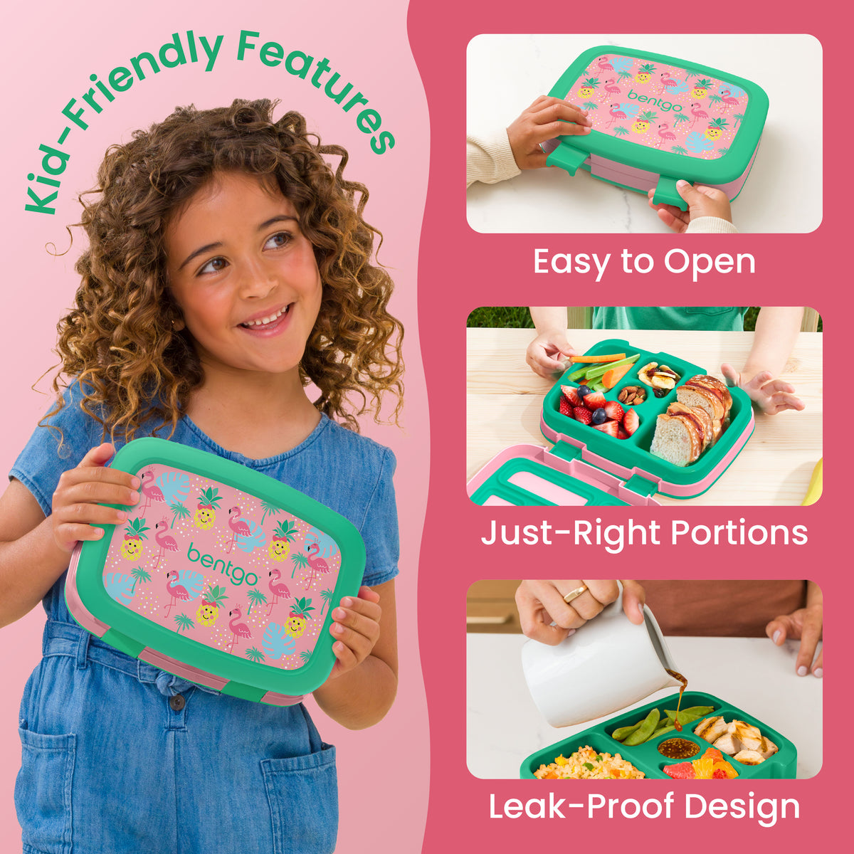 Bentgo Kids Prints Lunch Box - Tropical | Kids Lunch Box Packed With Kid-Friendly Features Such As Easy To Open, Just-Right Portions And Leak-Proof Design