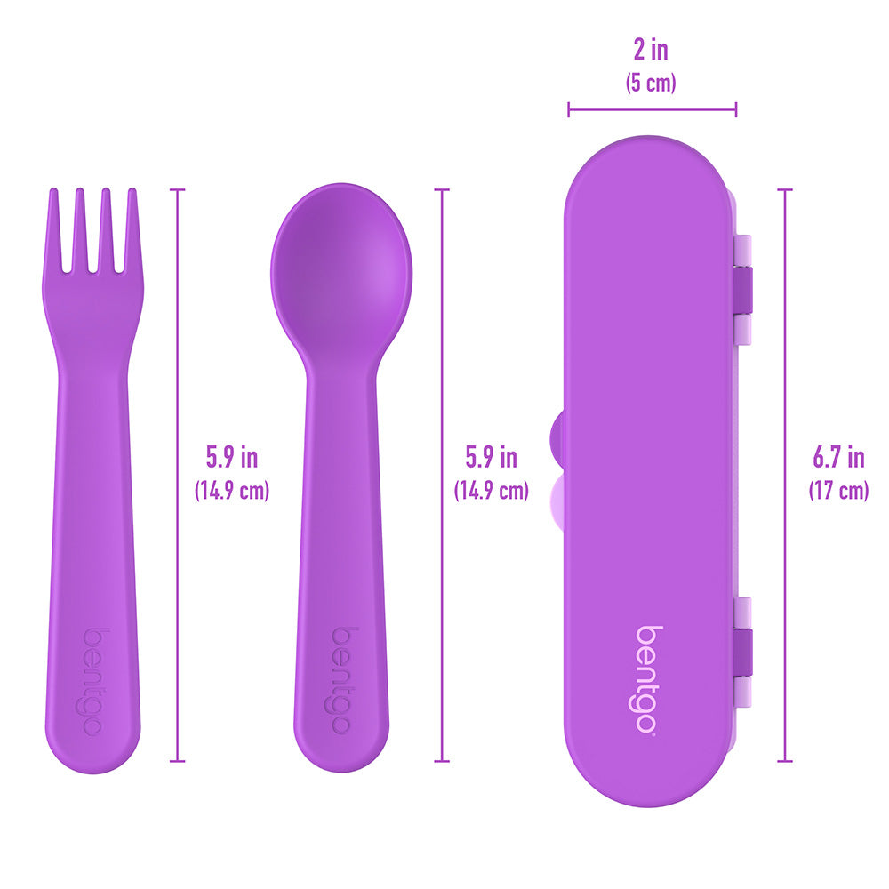 Bentgo® Kids Utensils Set | Purple - Product Dimensions