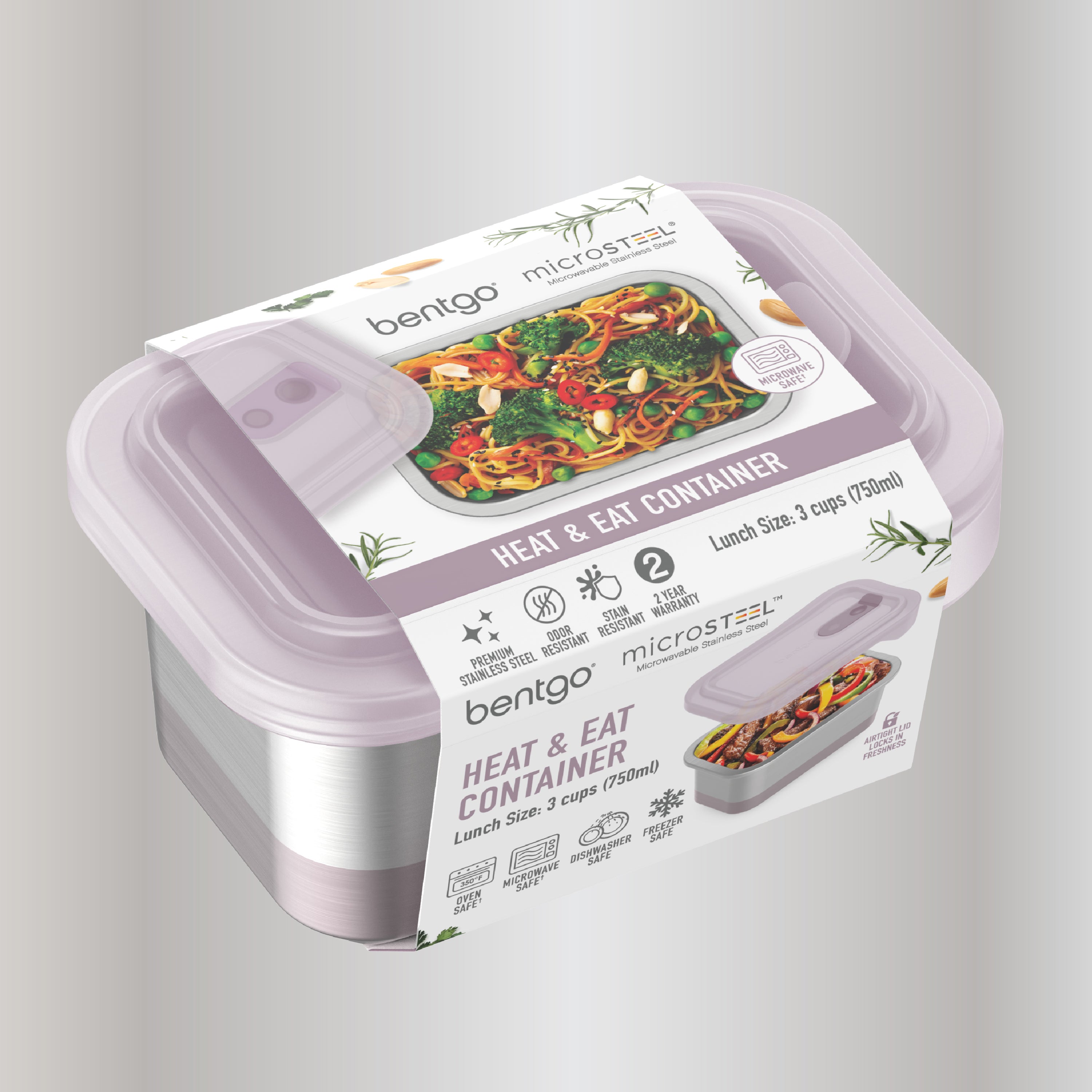 Bentgo® MicroSteel Heat & Eat Container - Lunch Size 3 Cups - Dusk | Packaging