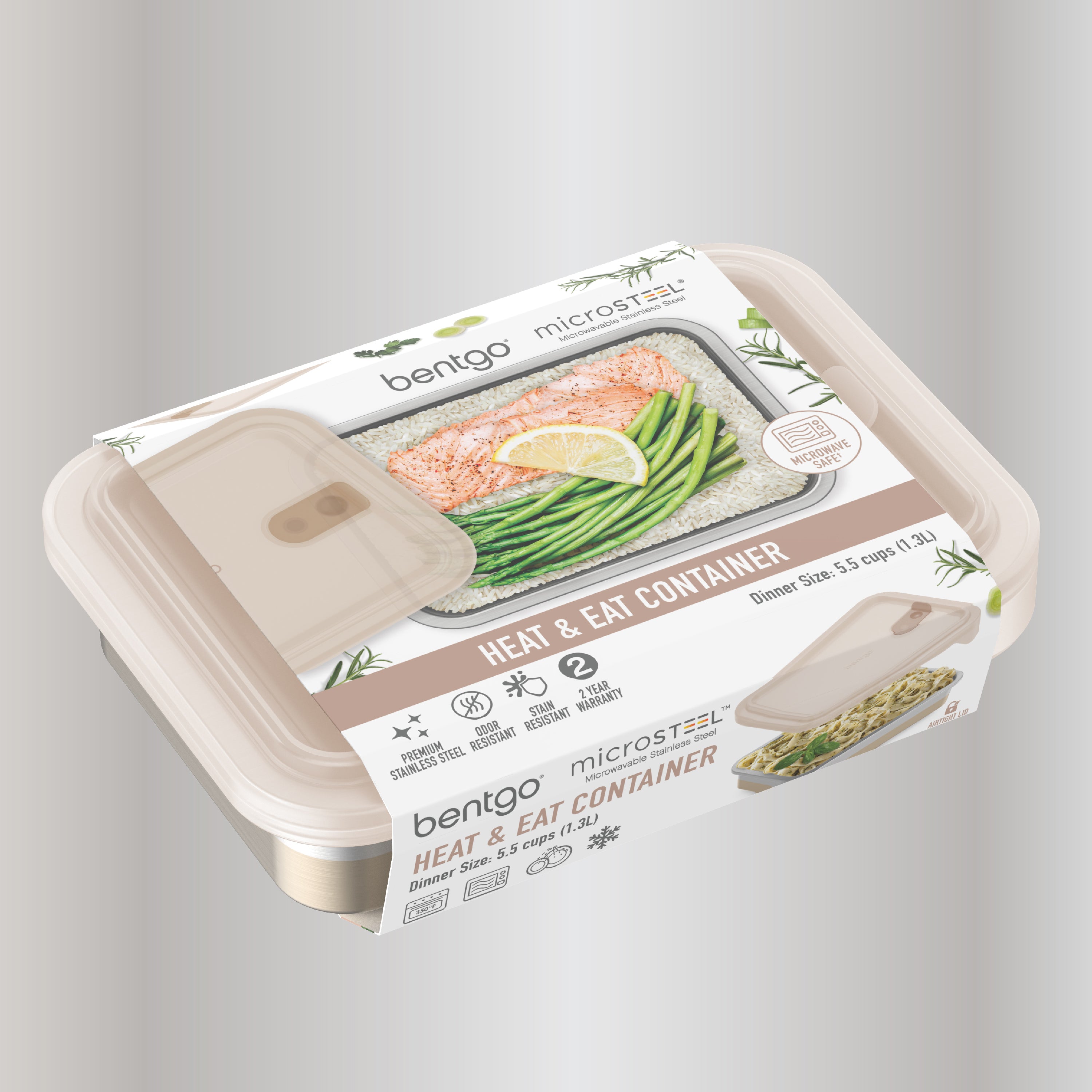 Bentgo® MicroSteel Heat & Eat Container - Dinner Size 5.5 Cups - Gold | Packaging