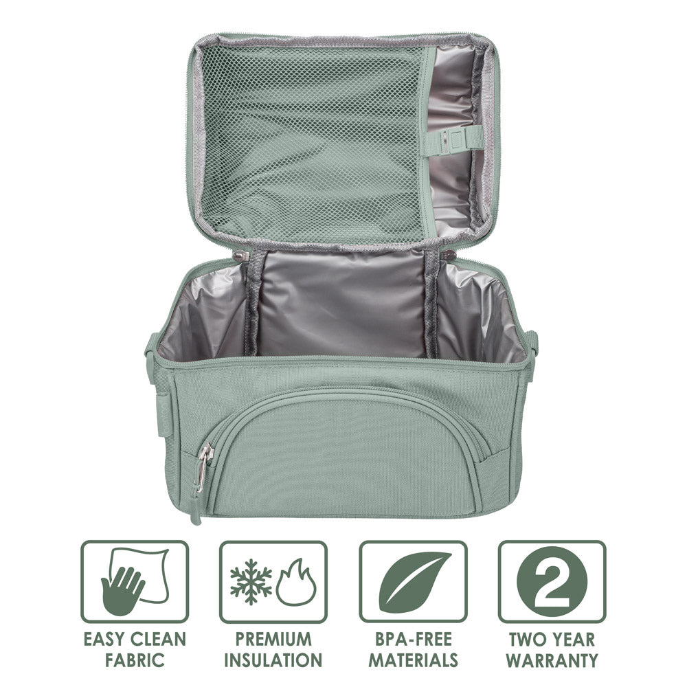 Bentgo Deluxe Lunch Bag in Khaki Green. Easy Clean Fabric. Premium Insulation. BPA-Free Materials. 2 Year Warranty.