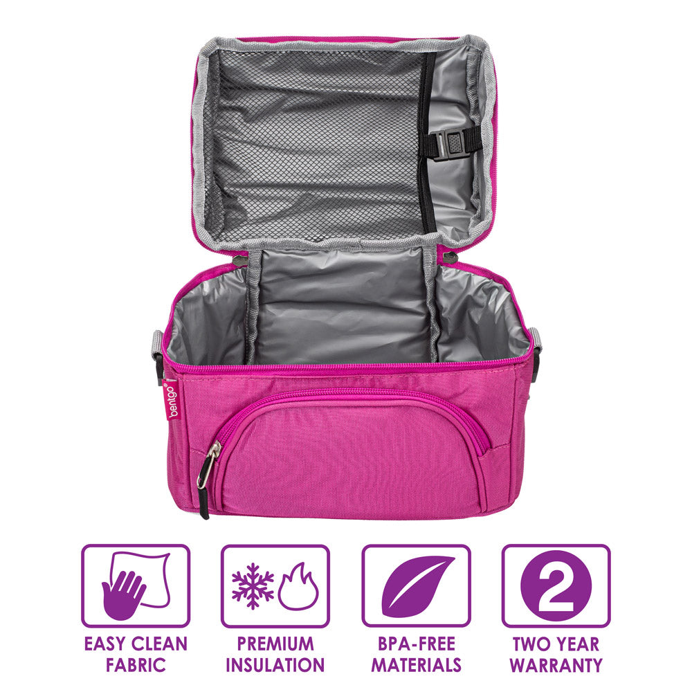 Bentgo Deluxe Lunch Bag in Purple. Easy Clean Fabric. Premium Insulation. BPA-Free Materials. 2 Year Warranty.