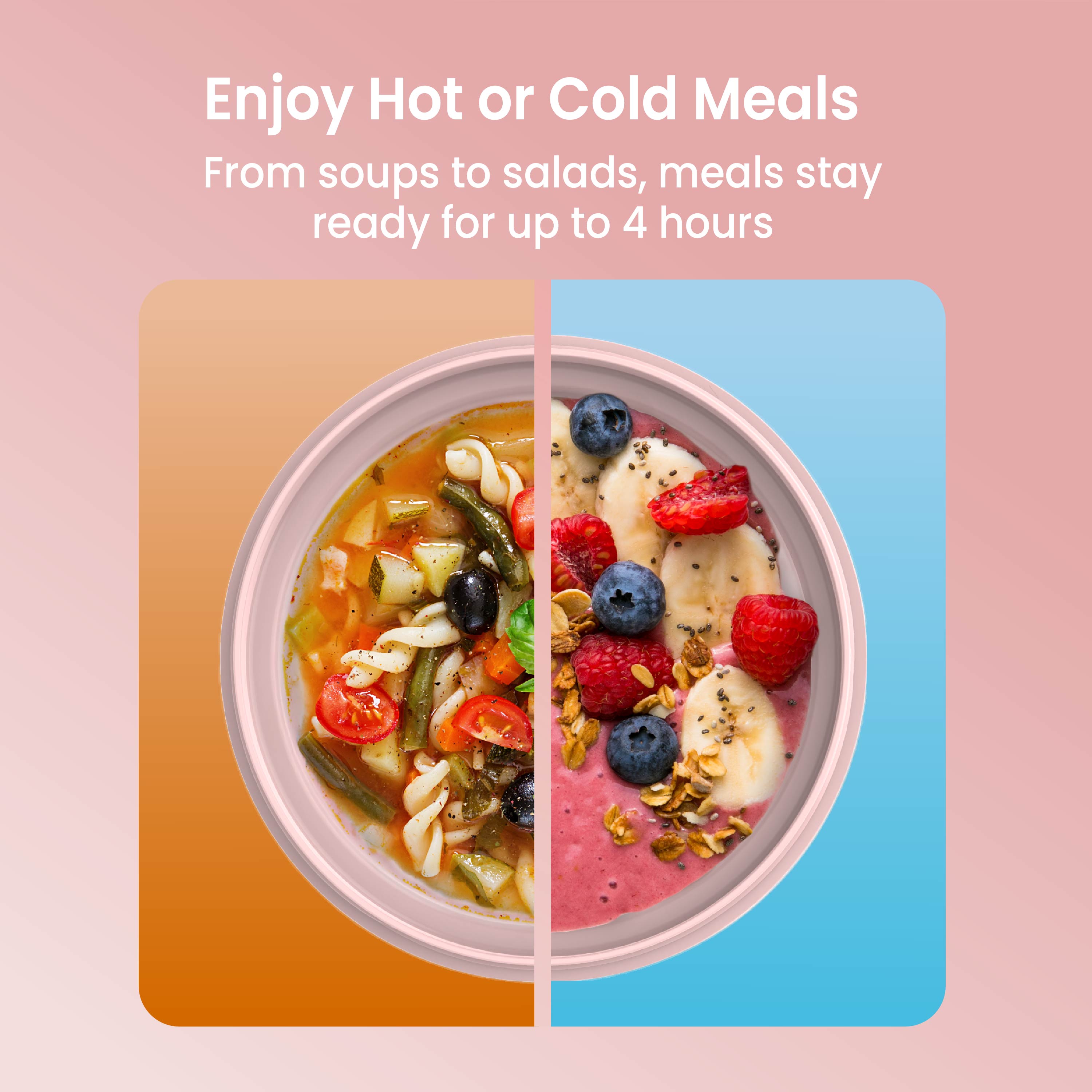 Bentgo® Bowl (2-Pack) - Blush | Enjoy Hot or Cold Meals - From Soups To Salads, Meals They Ready For Up To 4 Hours