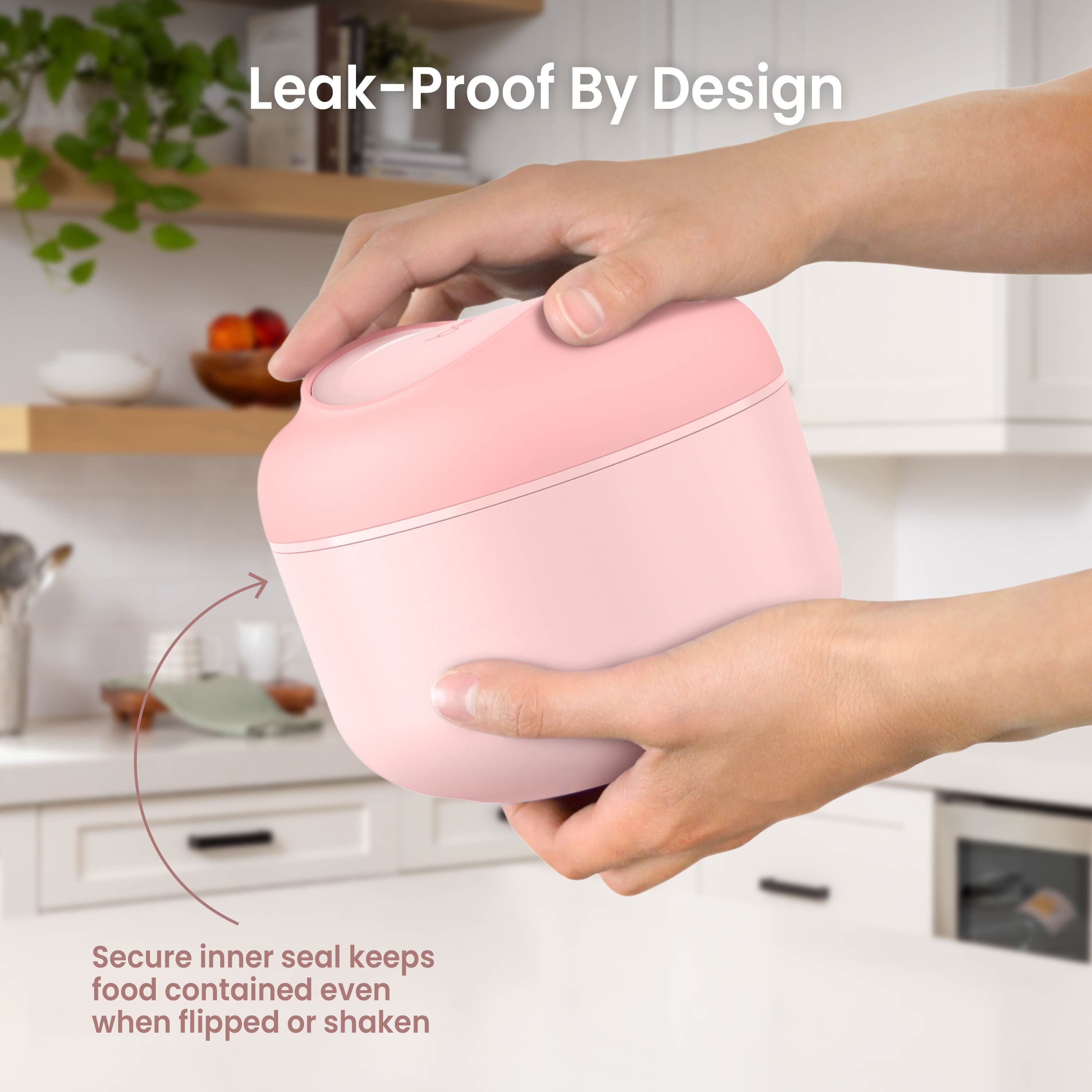 Bentgo® Bowl (2-Pack) - Blush | Leak-Proof By Design - Secure Inner Seal Keeps Food Contained Even When Flipped Or Shaken