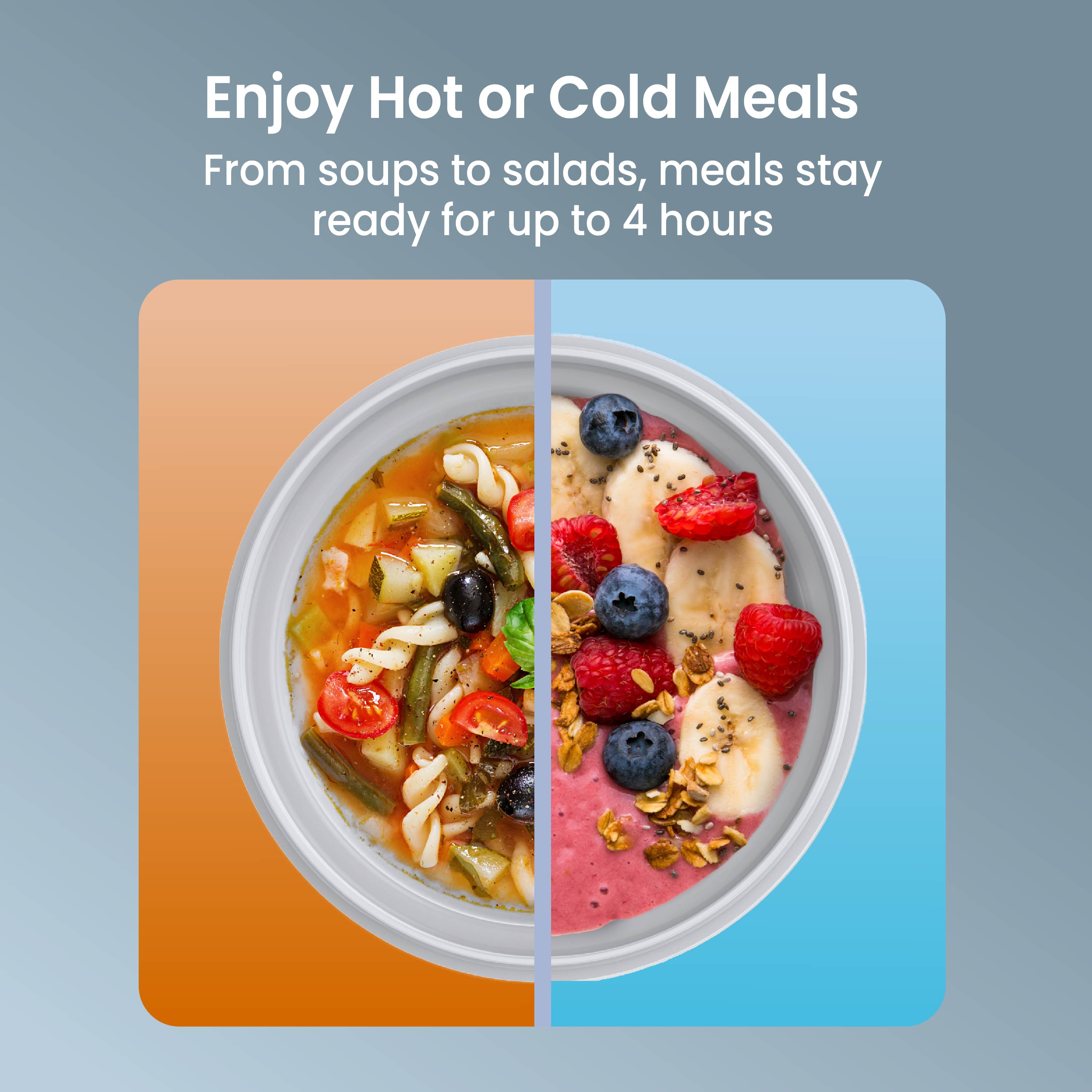 Bentgo® Bowl (2-Pack) - Gray | Enjoy Hot or Cold Meals - From Soups To Salads, Meals They Ready For Up To 4 Hours