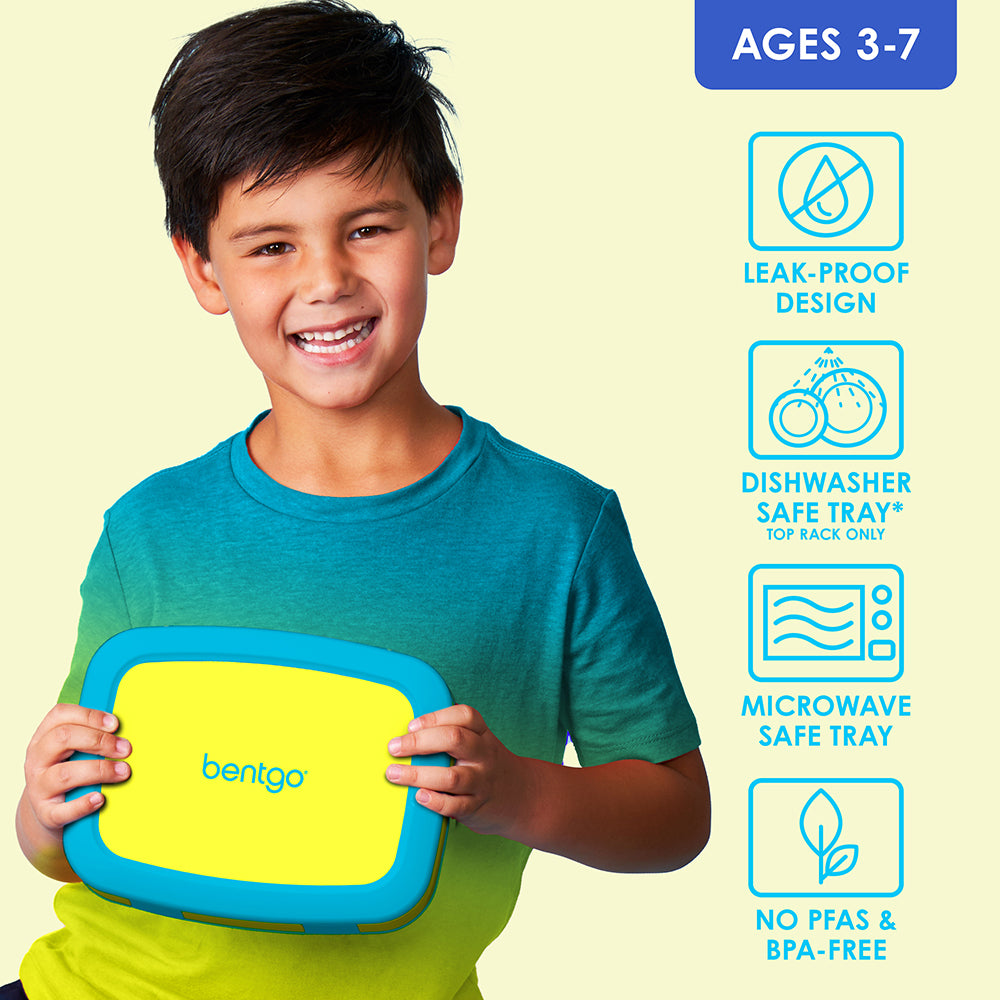 Bentgo® Kids Lunch Box - Citrus Yellow | Leak-Proof Design, Dishwasher Safe Tray - Top Rack Only, Microwave Safe Tray, And No PFAs & BPA-Free