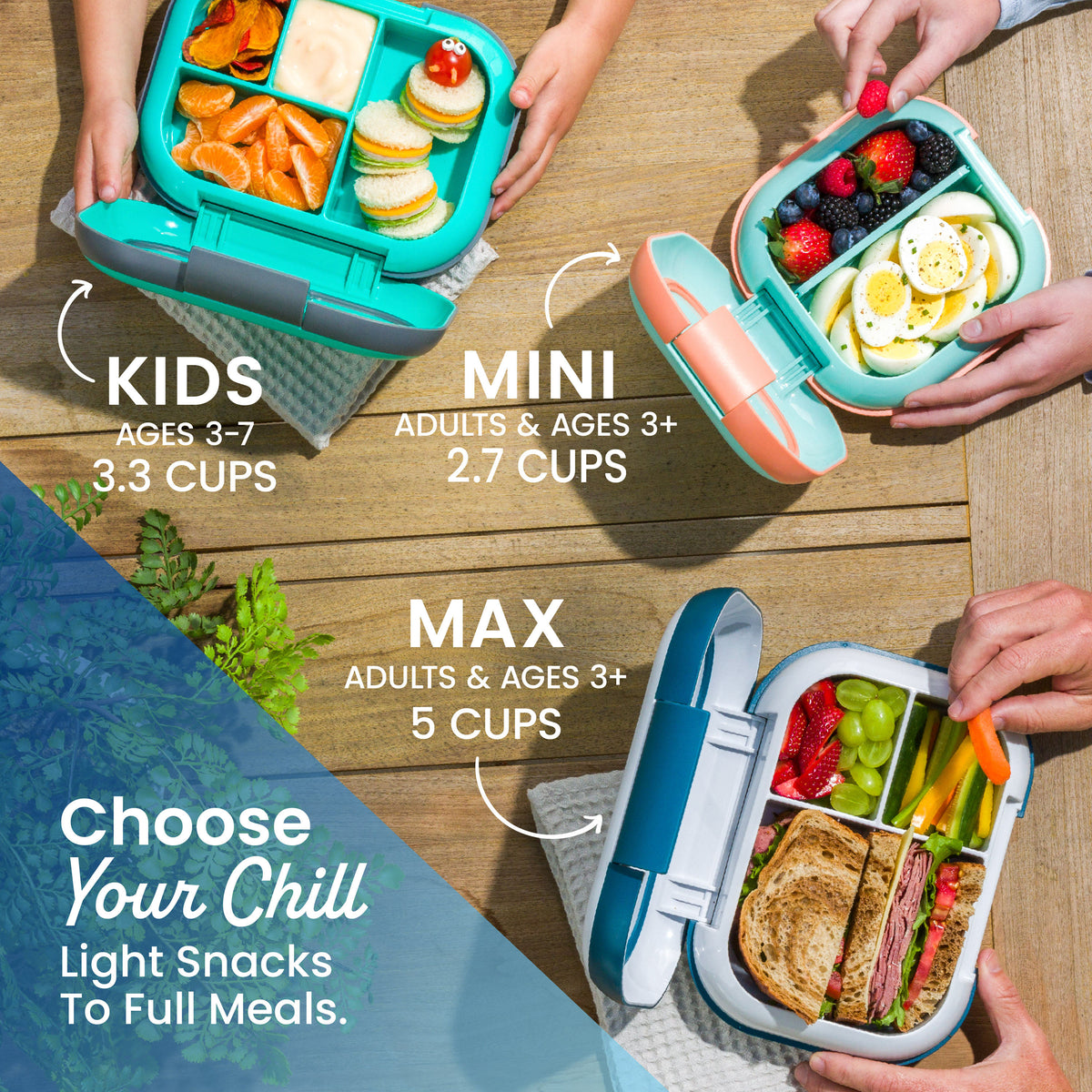 Bentgo Chill Kids Lunch Box (2-Pack) - Green/Navy | Choose Your Chill - Light Snacks To Full Meals