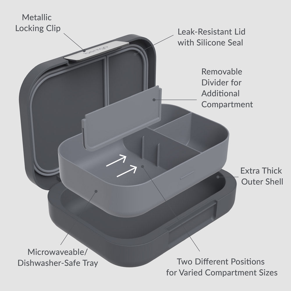 Bentgo® Modern Lunch Box Features - Dark Gray.