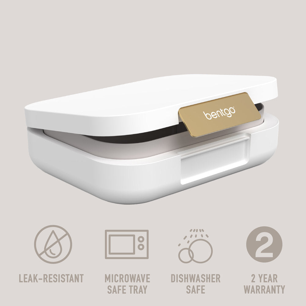 Bentgo® Modern Lunch Box - White. Leak-Resistant, Microwafe-Safe Tray, Dishwasher Safe, 2 Year Warranty