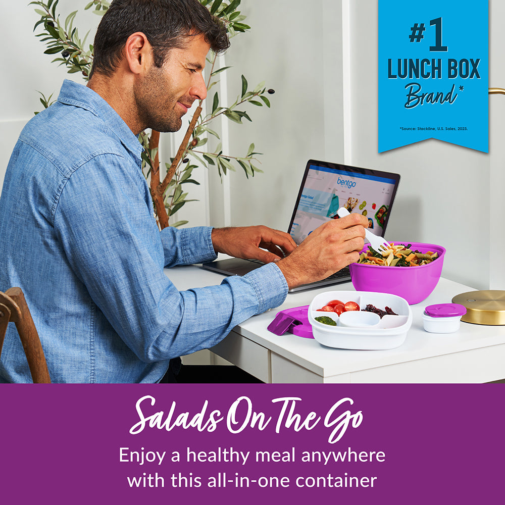 Bentgo® Salad Container (2-Pack) - Purple | Salads On The Go - Enjoy A Healthy Meal Anywhere With This All-In-One Container