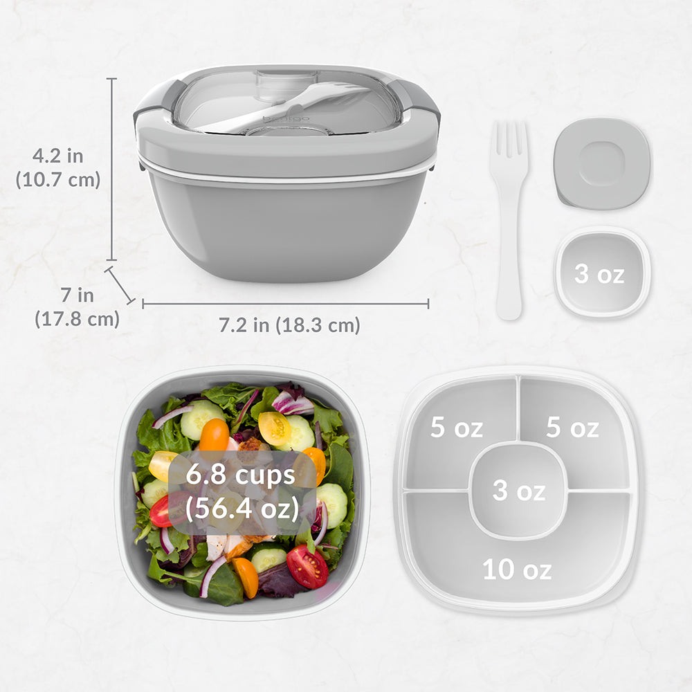 Bentgo® Salad Container (2-Pack) - Gray | Dimensions And What’s In The Box