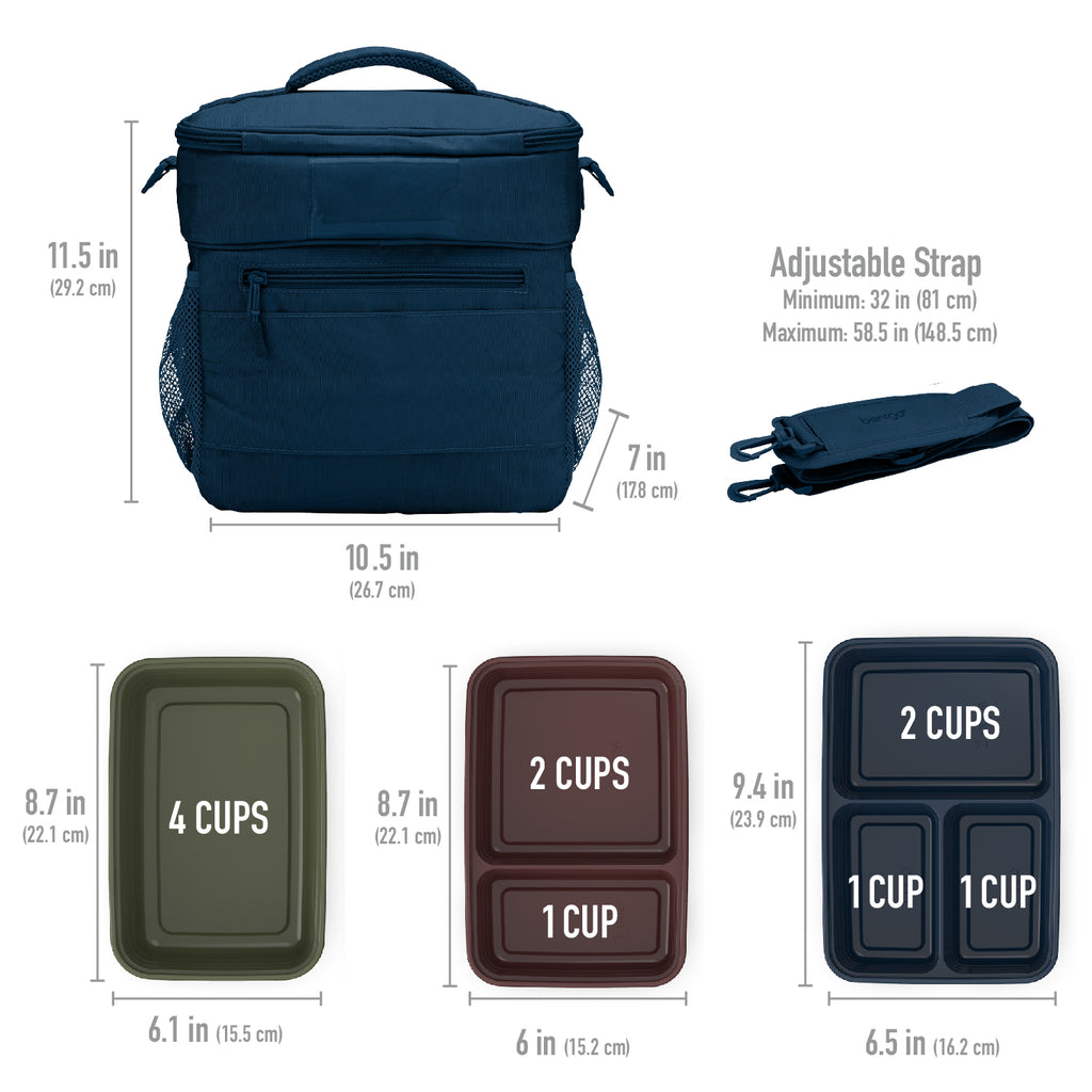 Bentgo Prep Deluxe Bag & 60-Piece Meal Prep Container Set - Navy Blue and Rich Shades