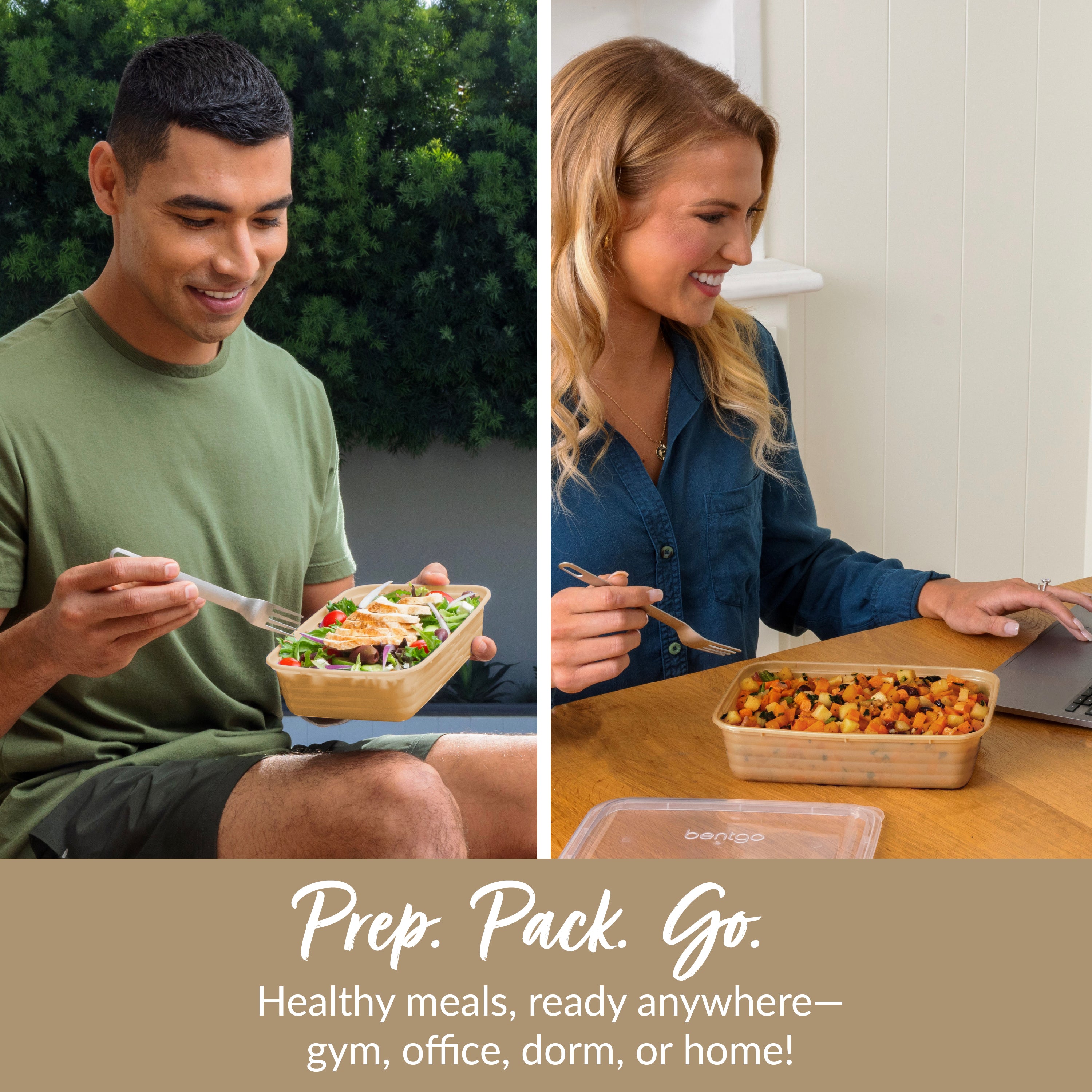 Bentgo® Prep 1-Compartment Meal Prep Containers (20-Piece) - Gold | Prep. Pack. Go. - Healthy Meals, Ready Anywhere - Gym, Office, Dorm, Or Home!