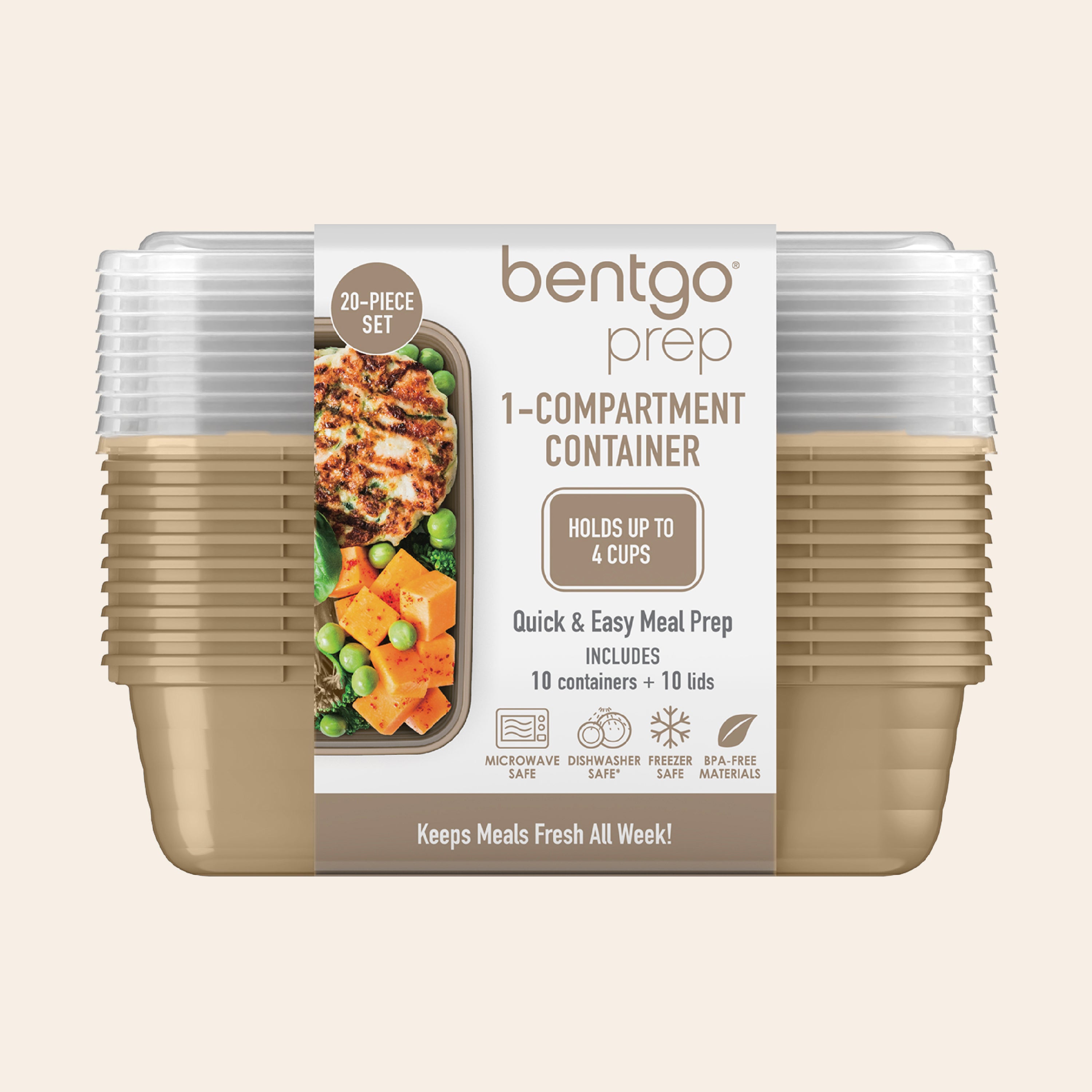 Bentgo® Prep 1-Compartment Meal Prep Containers (20-Piece) - Gold | Packaging
