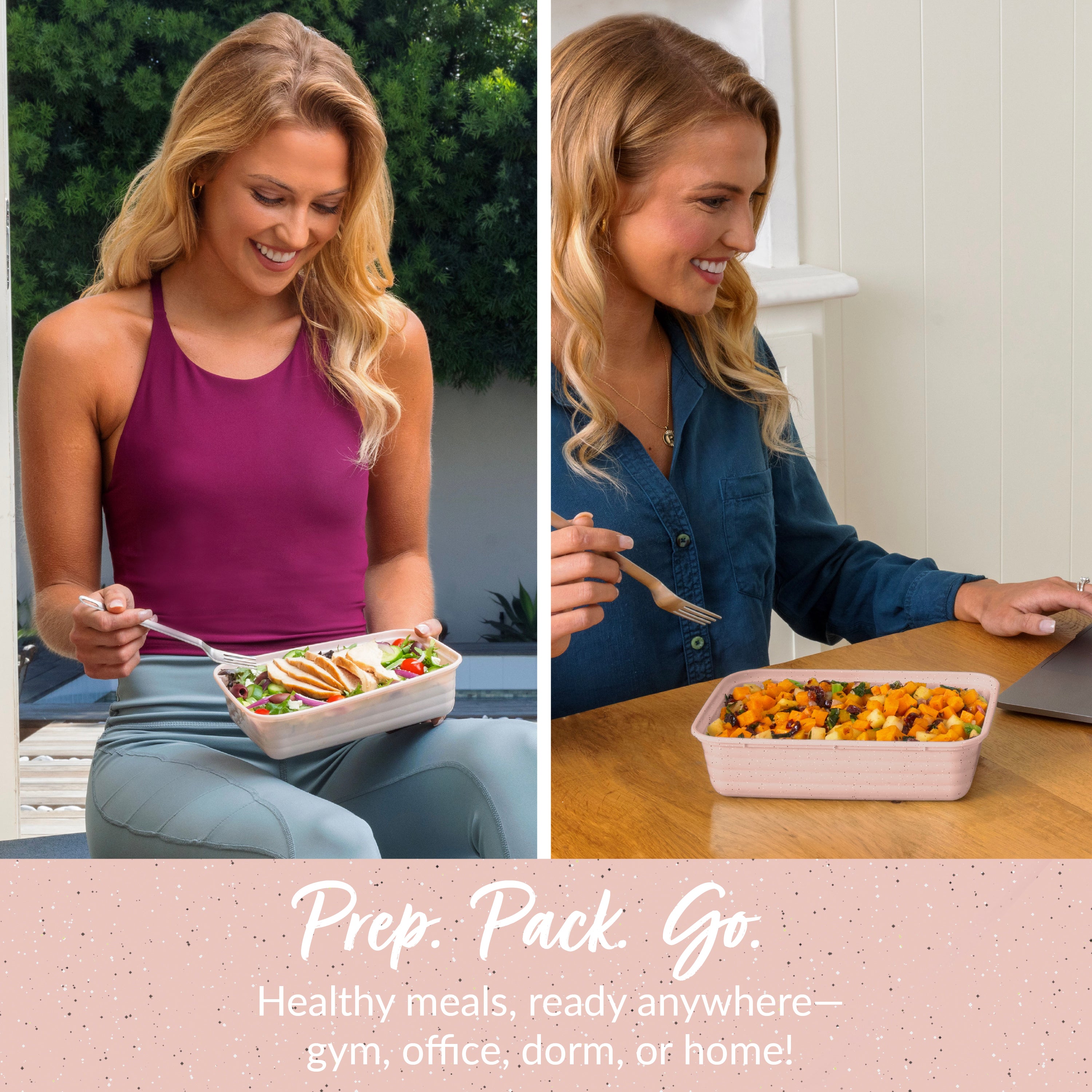 Bentgo® Prep 1-Compartment Meal Prep Containers (20-Piece) - Peony Glitter | Prep. Pack. Go. - Healthy Meals, Ready Anywhere - Gym, Office, Dorm, Or Home!