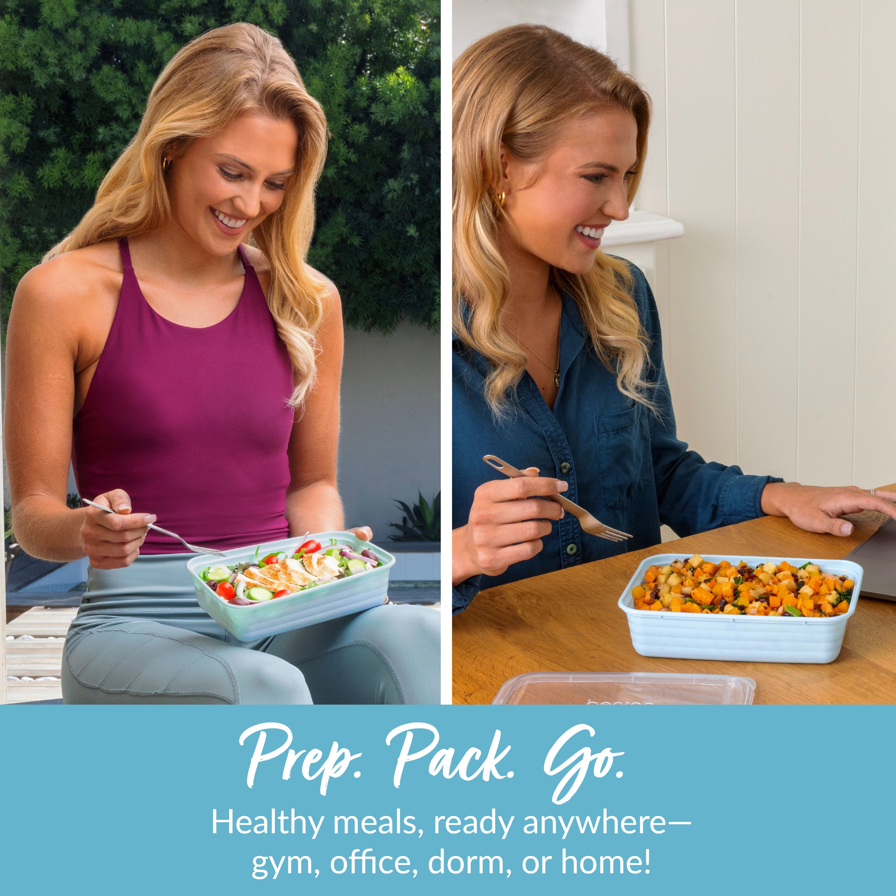 Bentgo® Prep 1-Compartment Meal Prep Containers (20-Piece) - Sky | Prep. Pack. Go. - Healthy Meals, Ready Anywhere - Gym, Office, Dorm, Or Home!