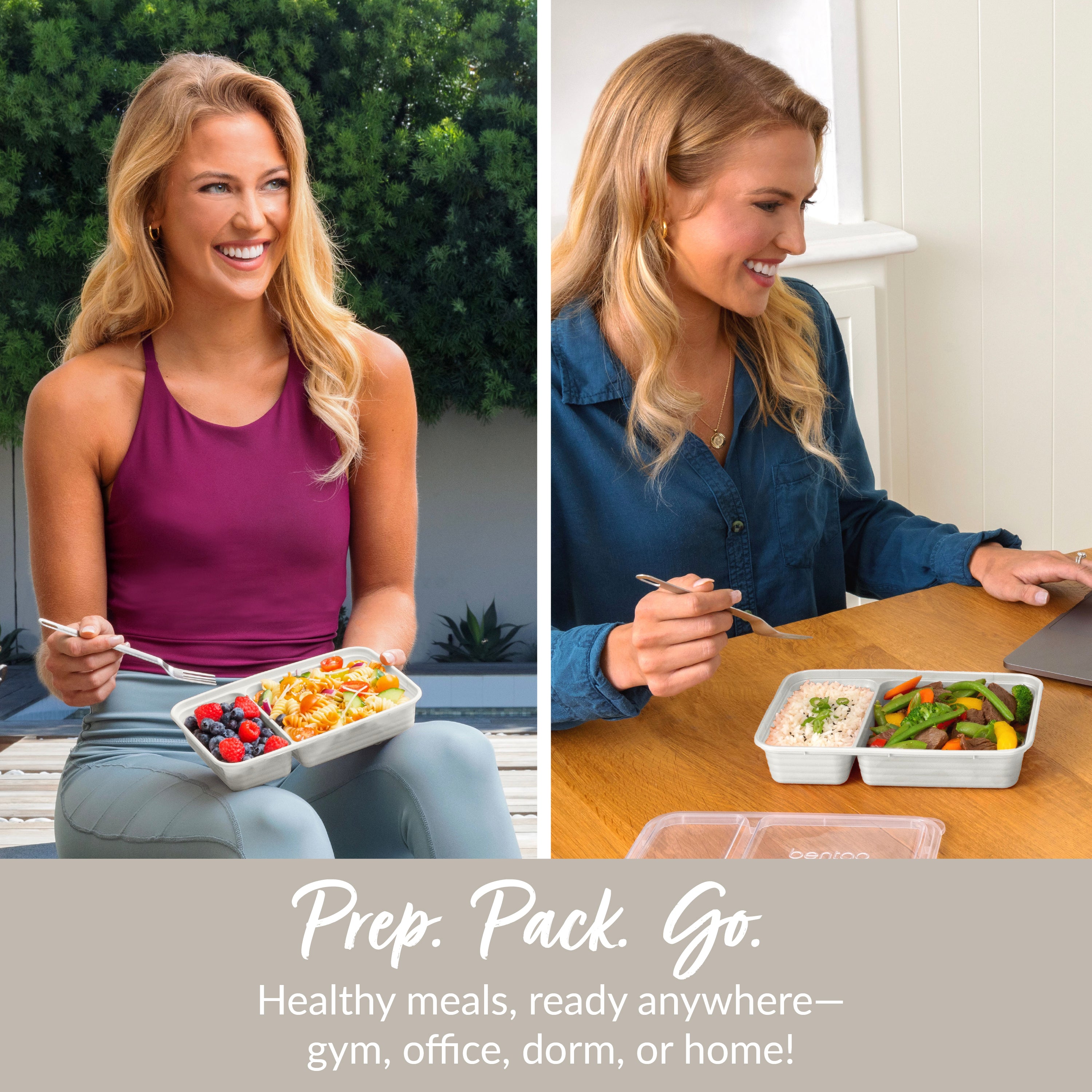 Bentgo® Prep 2-Compartment Meal Prep Containers (20-Piece) - Whisper Gray | Prep. Pack. Go. - Healthy Meals, Ready Anywhere - Gym, Office, Dorm, Or Home!