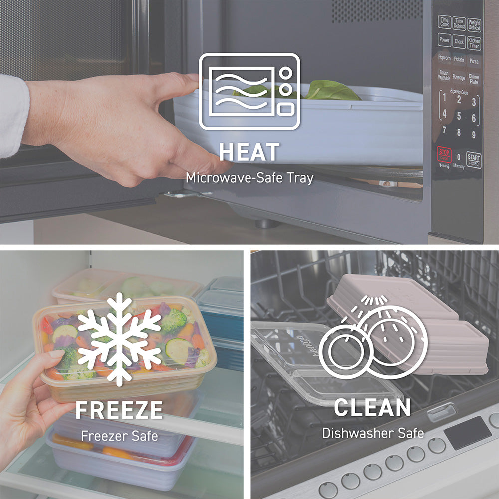 Bentgo® Prep 60-Piece Meal Prep Kit - Floral Pastels | Microwave-Safe Tray, Freezer Safe, And Dishwasher Safe