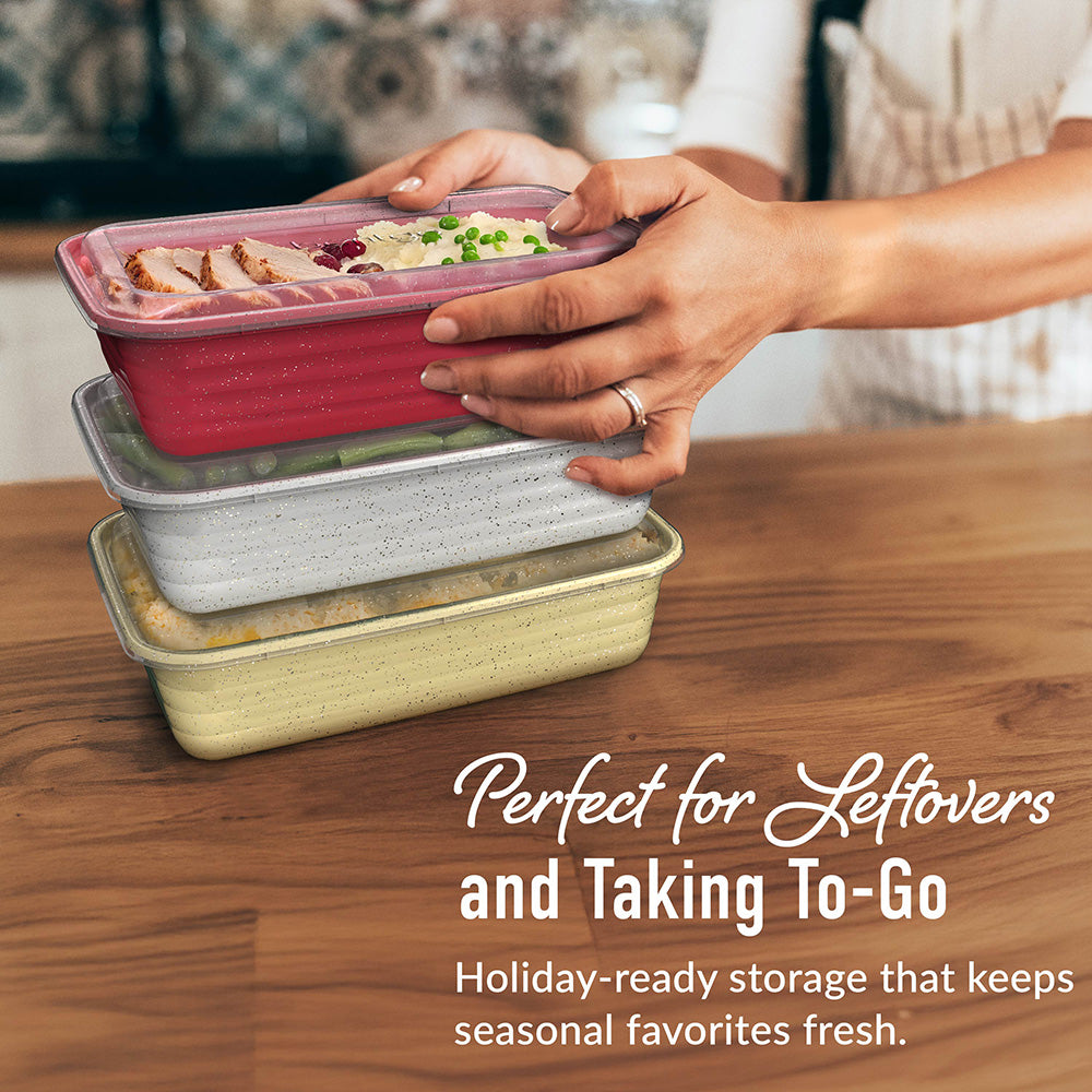 Bentgo® Prep Holiday Food Storage Set (60-Piece) - Holiday Glitter Collection | Perfect For Leftovers & Taking To Go - Holiday-Ready Storage That Keeps Seasonal Favorites Fresh