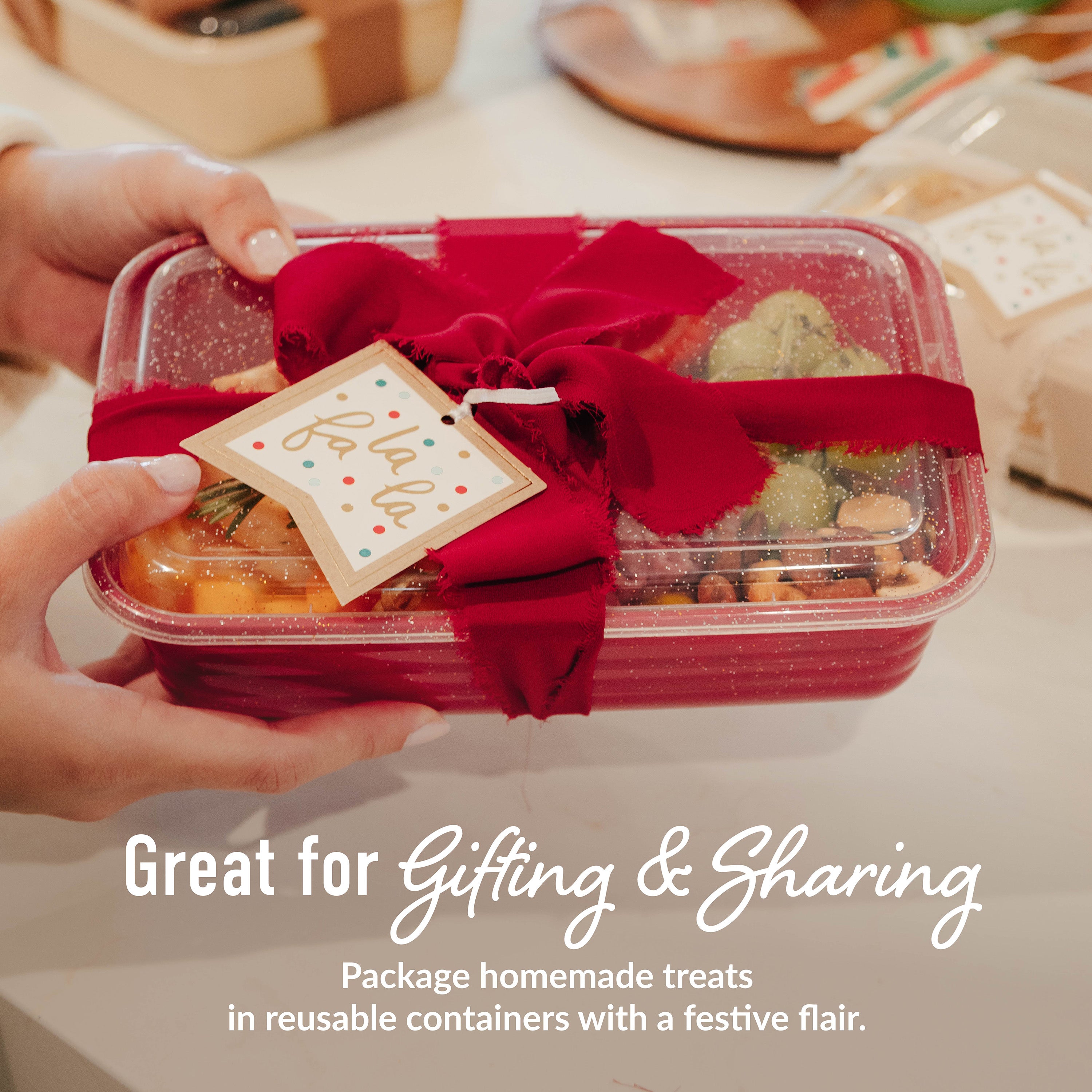 Bentgo® Prep Holiday Food Storage Set (60-Piece) - Holiday Glitter Collection | Great For Gifting & Sharing - Package Homemade Treats In Reusable Containers With A Festive Flair