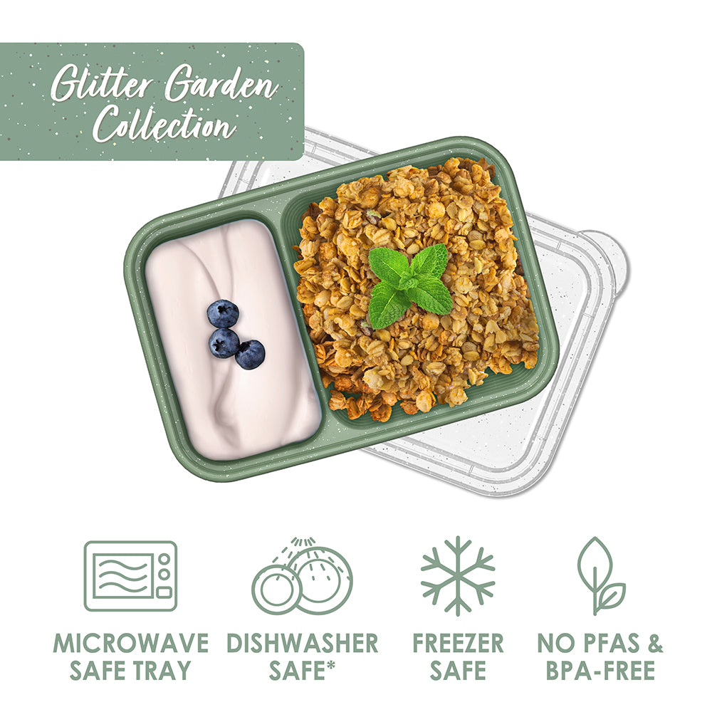 Bentgo® Prep 2-Compartment Snack Containers (20-Piece) - Clay | Microwave Safe Tray, Dishwasher Safe, Freezer Safe, No PFAs & BPA-Free