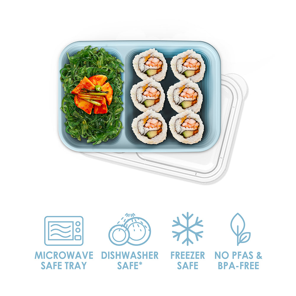 Bentgo® Prep 2-Compartment Snack Containers (20-Piece) - Sky | Microwave Safe Tray, Dishwasher Safe, Freezer Safe, No PFAs & BPA-Free