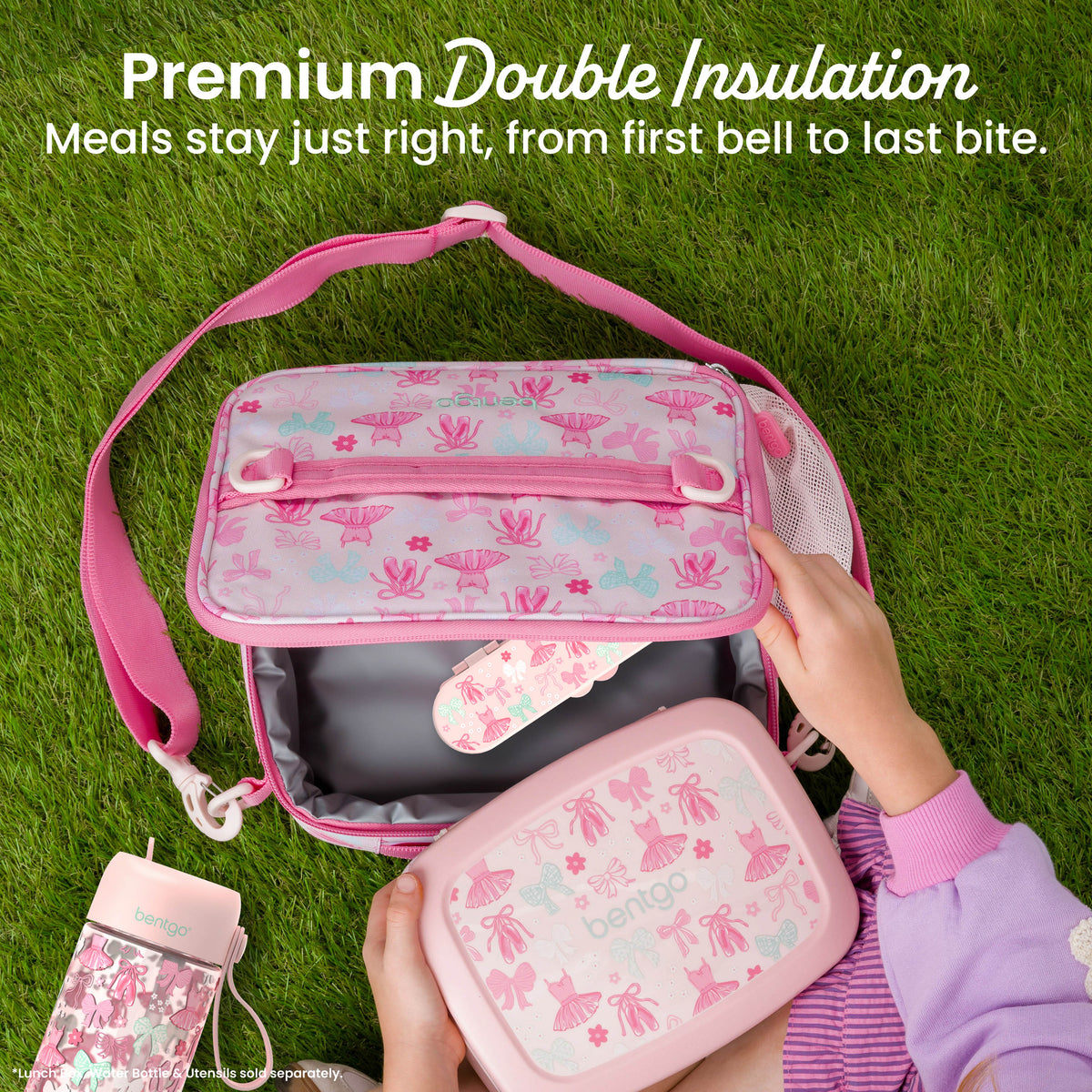 Bentgo® Kids Prints Lunch Bag - Ballet and Bows | Premium Double Insulation - Meals Stay Just Right, From First Bell To Last Bite