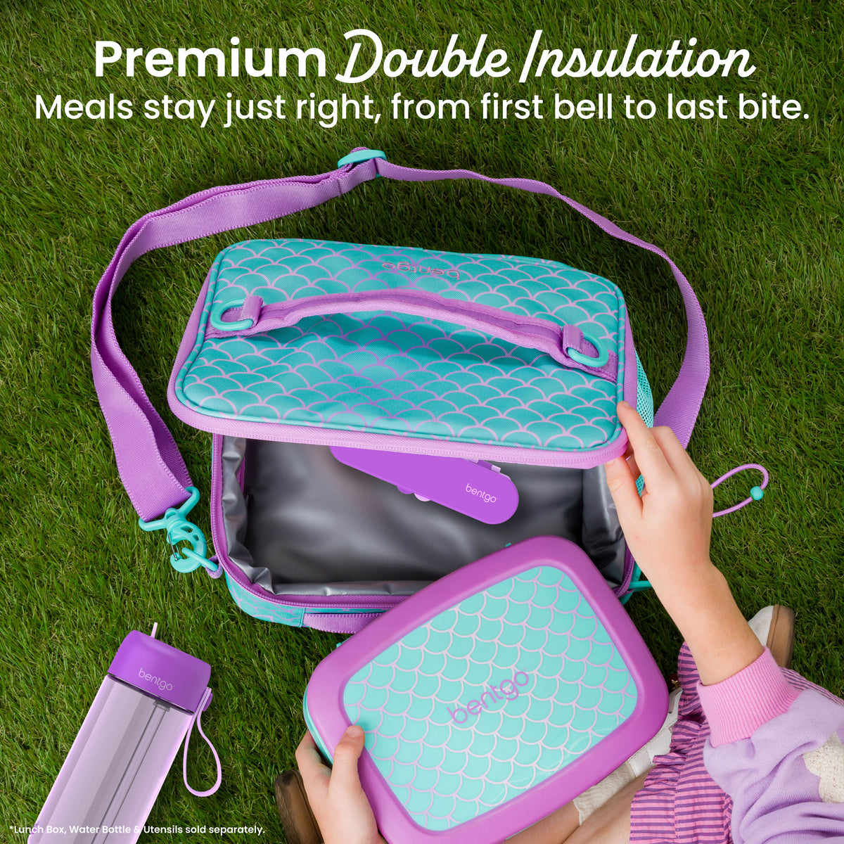 Bentgo® Kids Prints Lunch Bag - Mermaid Scales | Premium Double Insulation - Meals Stay Just Right, From First Bell To Last Bite