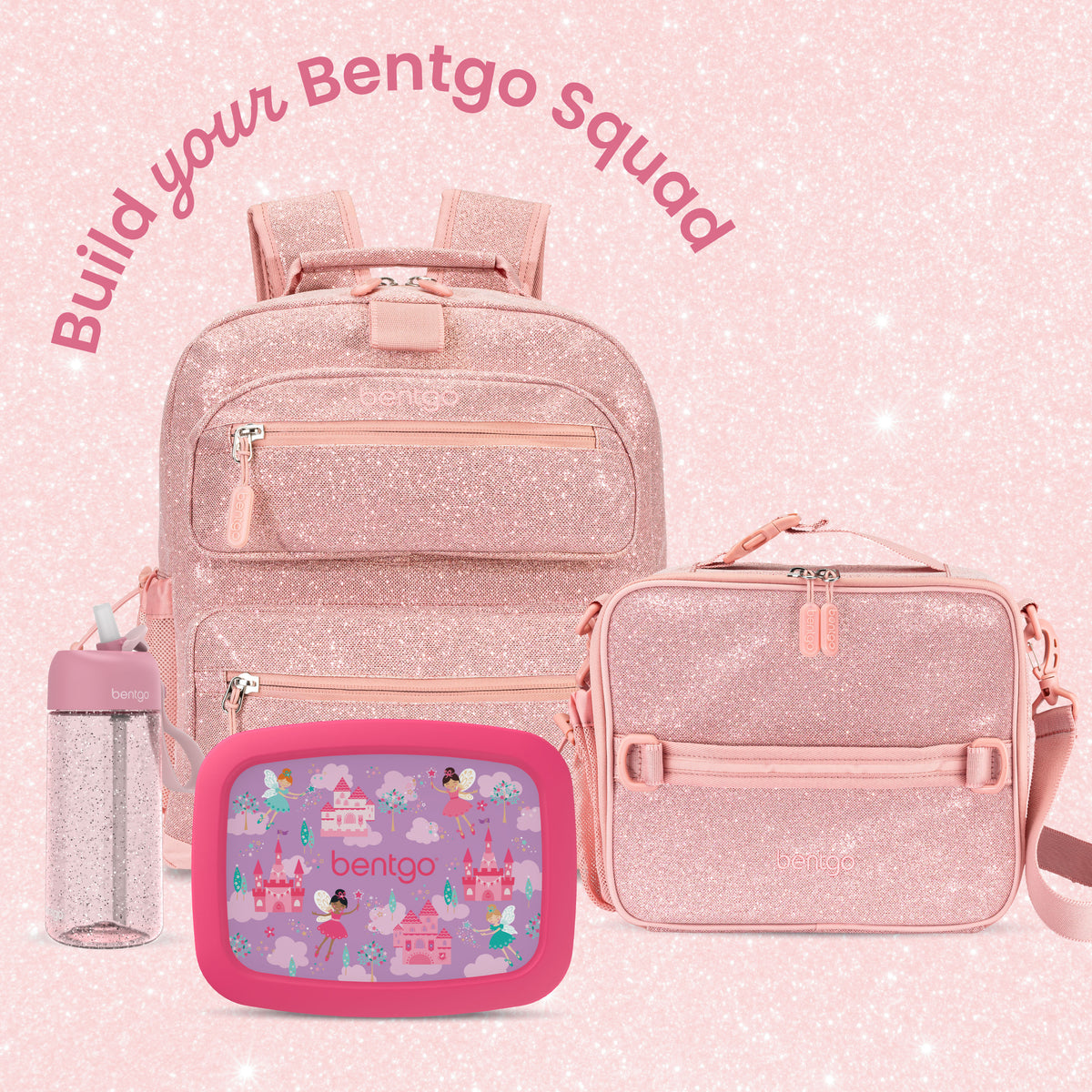 Bentgo® Kids Prints Lunch Bag - Petal Pink Glitter | Build Your Bentgo Squad
