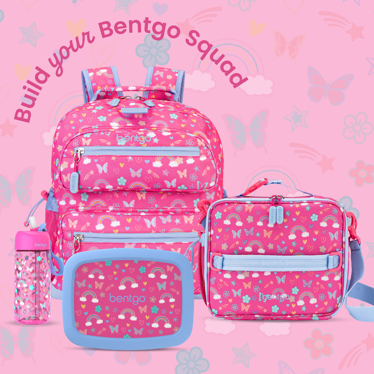 Bentgo® Kids Prints Lunch Bag - Rainbows and Butterflies | Build Your Bentgo Squad