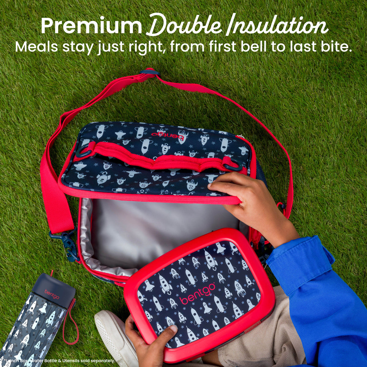 Bentgo® Kids Prints Lunch Bag - Space Rockets | Premium Double Insulation - Meals Stay Just Right, From First Bell To Last Bite