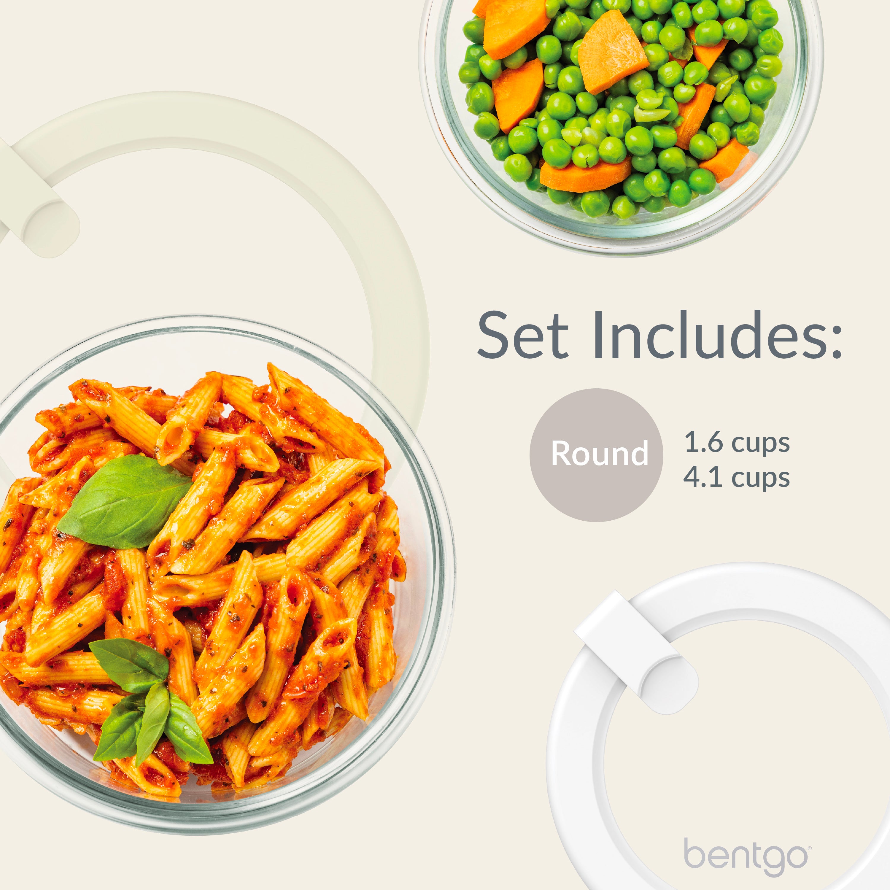 Bentgo Signature Glass Food Storage Set (4-Piece) - White Stone | Dimensions + What’s In The Box