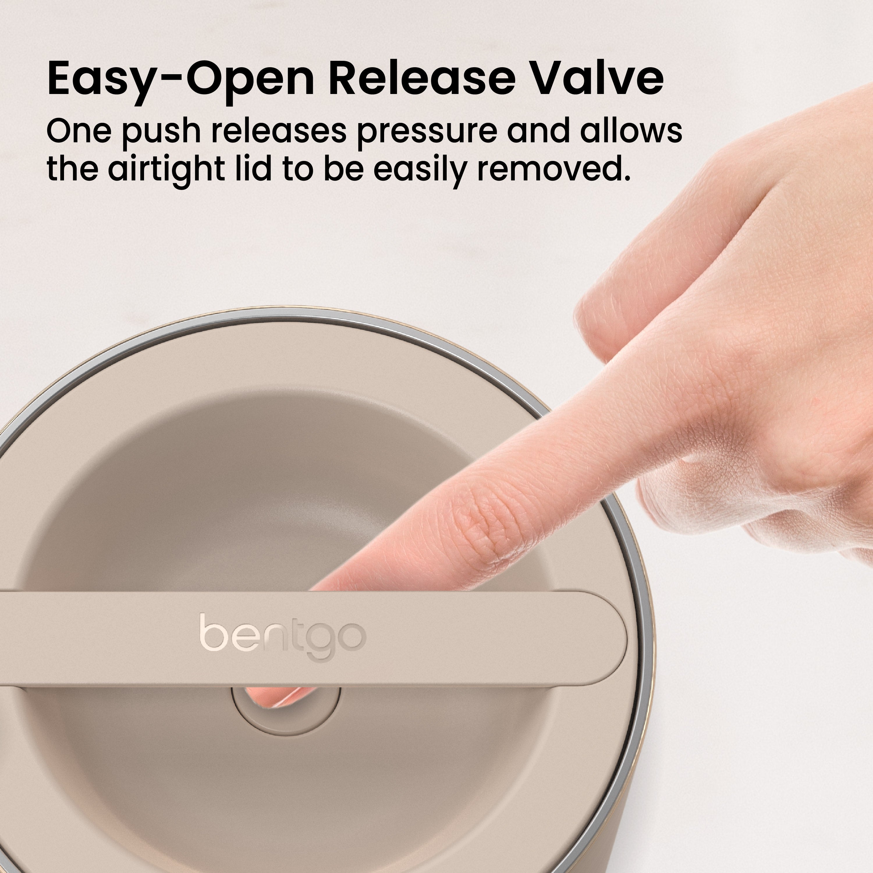 Bentgo® Stainless Steel Insulated Food Container - Gold | Easy-Open Release Valve - One Push Releases Pressure And Allows The Airtight Lid To Be Easily Removed