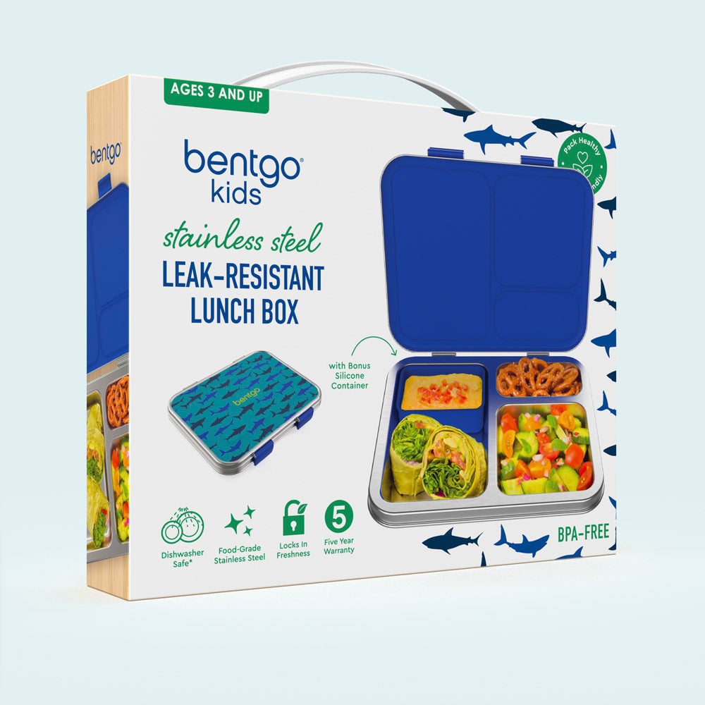 Bentgo® Kids Stainless Steel Prints Lunch Box - Sharks | Packaging