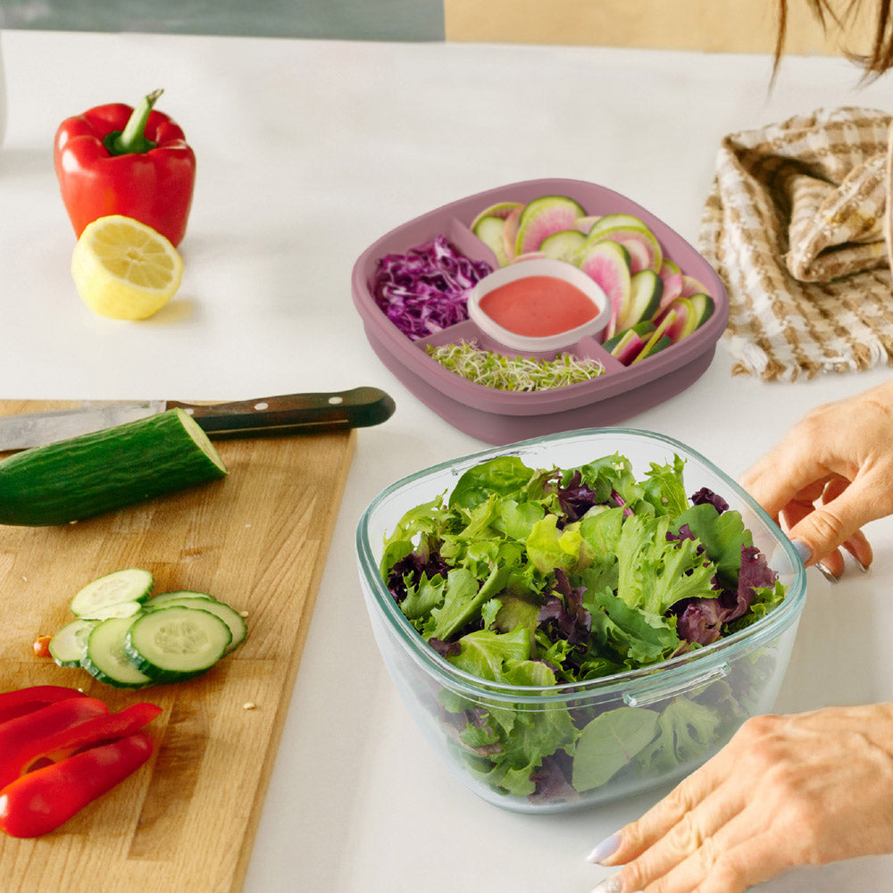 Bentgo® Glass Salad Container | Leak Proof Salad Container - Rose