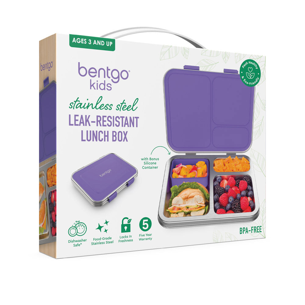 Bentgo Kids Stainless Steel Leak-Resistant Lunch Box - Purple