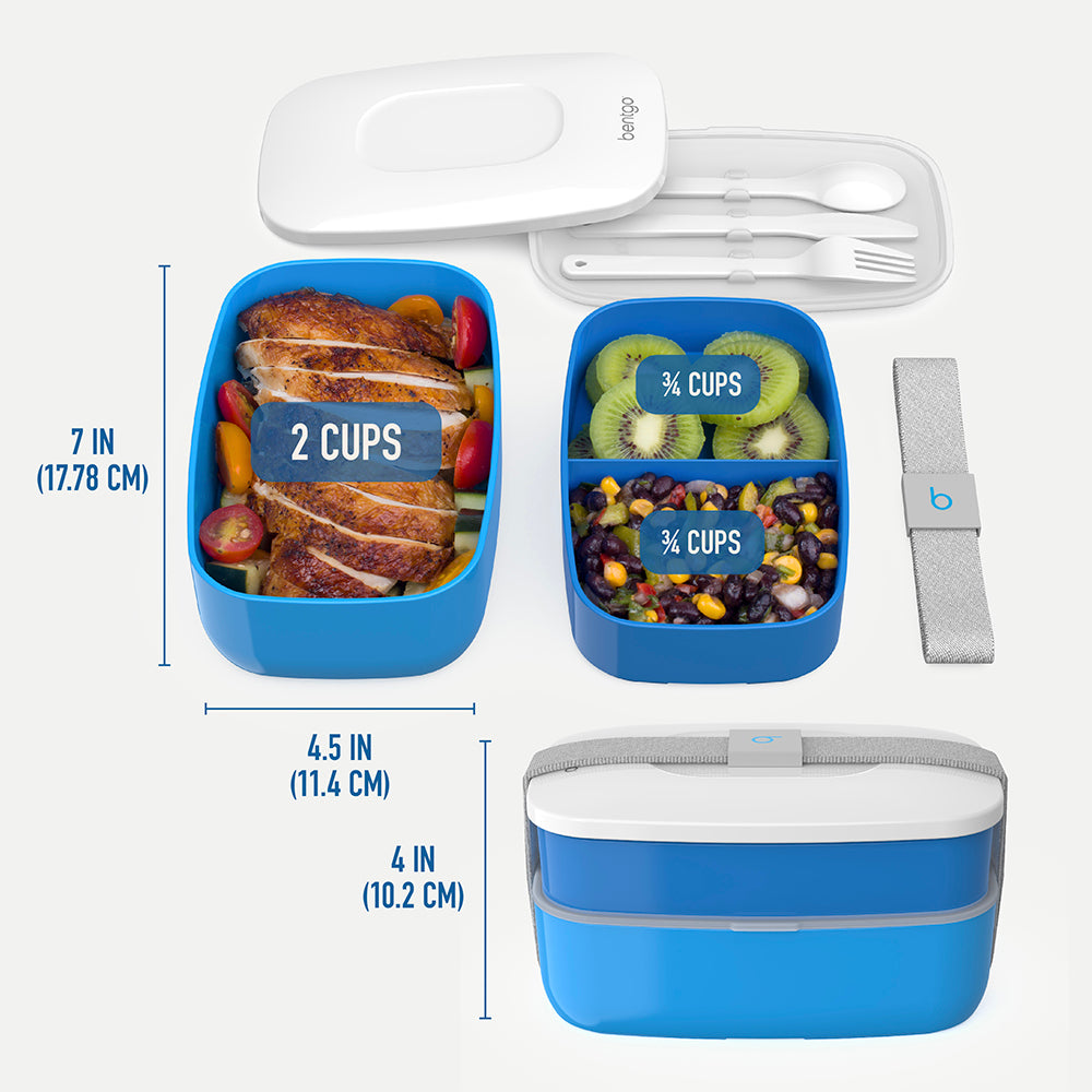 Bentgo® Classic Lunch Box (2-Pack) - Blue | Dimensions And What’s In The Box