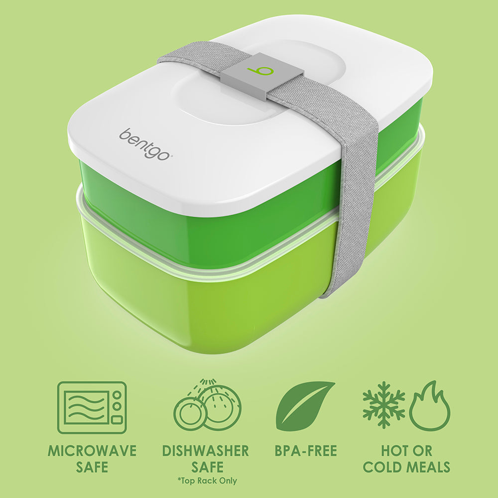 Bentgo® Classic Lunch Box (2-Pack) - Green | Microwave Safe, Dishwasher Safe (Top Rack Only), BPA-Free, And Great For Hot Or Cold Meals